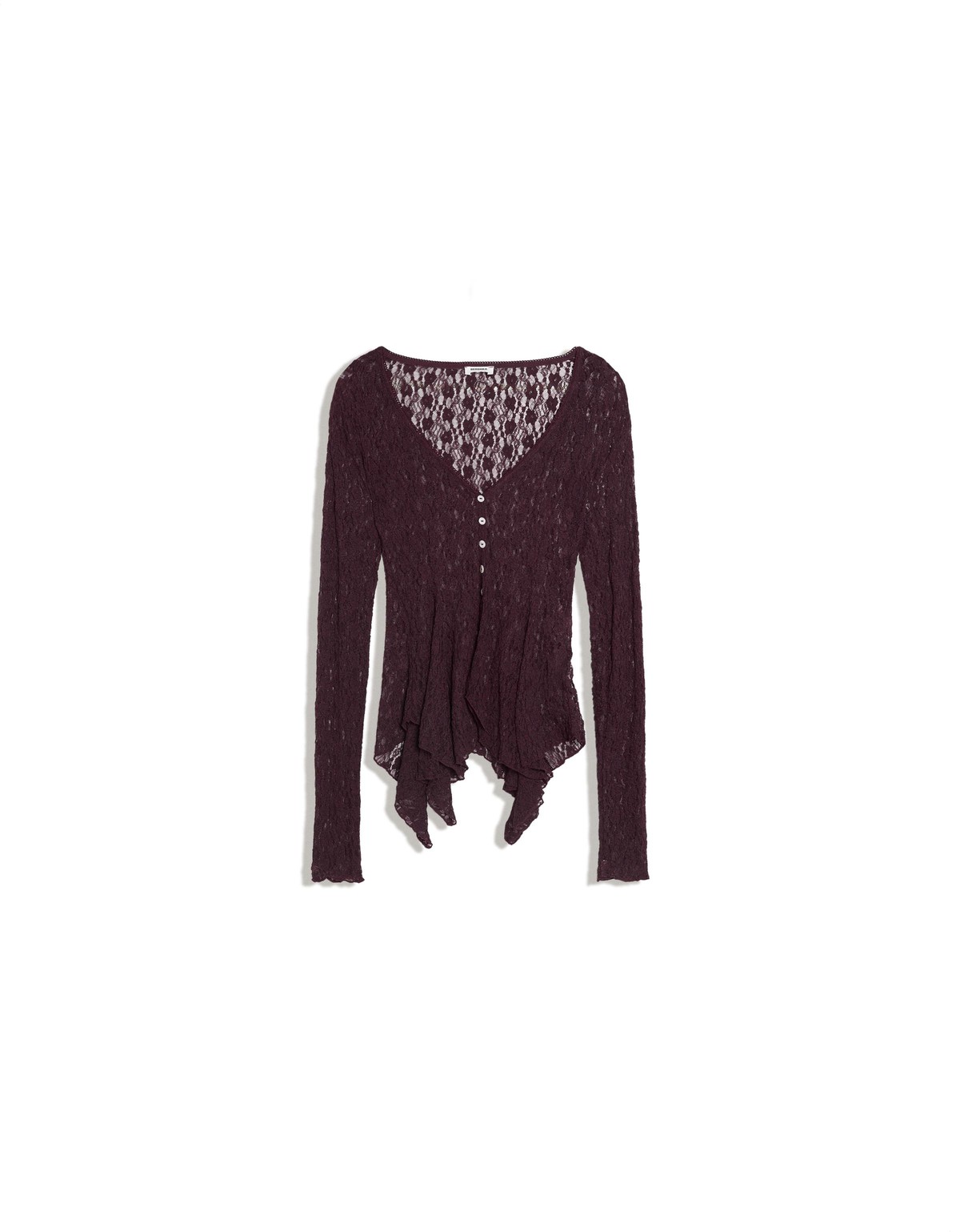 버쉬카 레이스 버튼 브이넥 가디건 4659/250 BURGUNDY