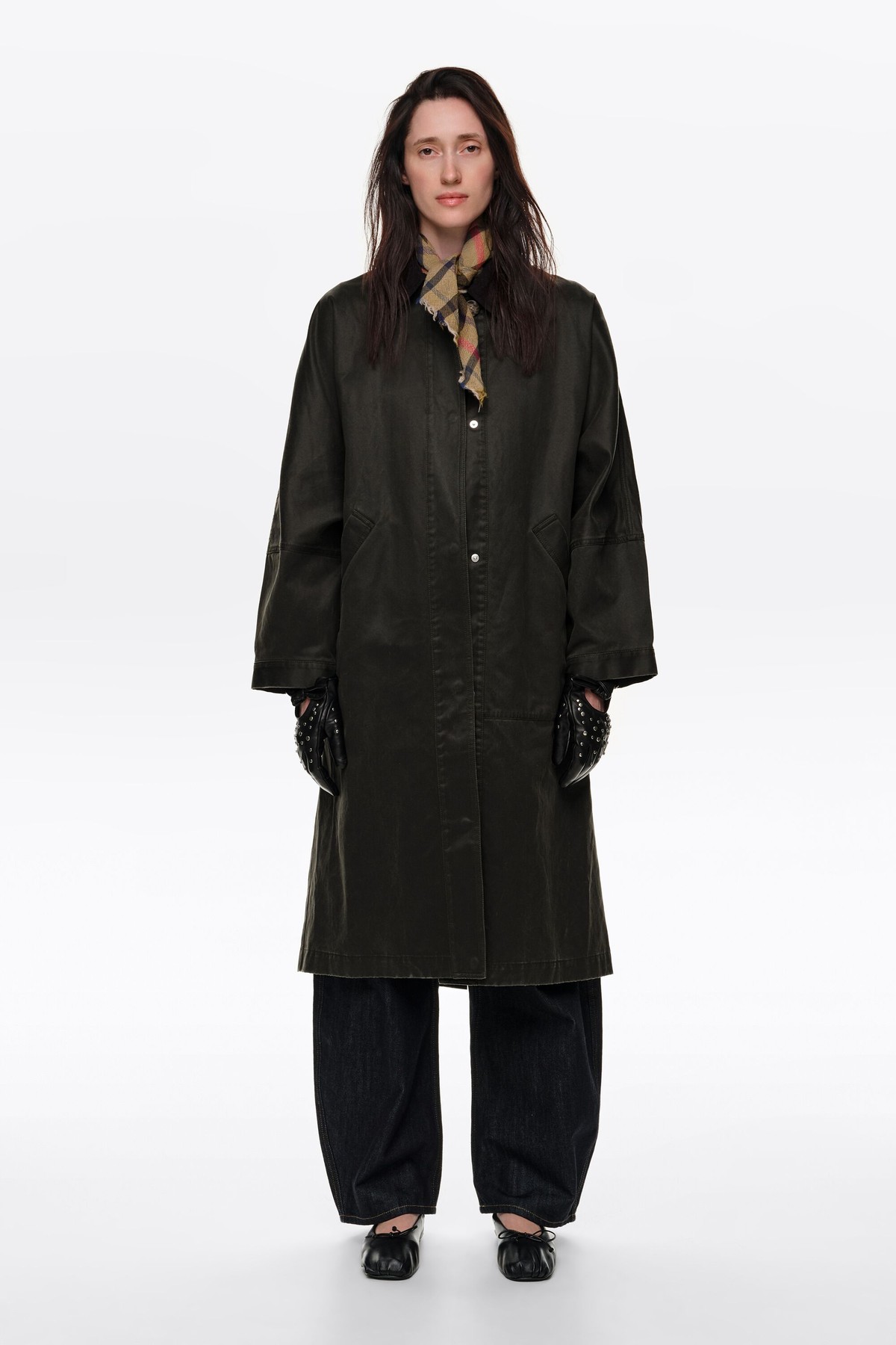 빔바이롤라 왁스드 코튼 A라인 트렌치 코트 262BR0419.10532 DARK KHAKI