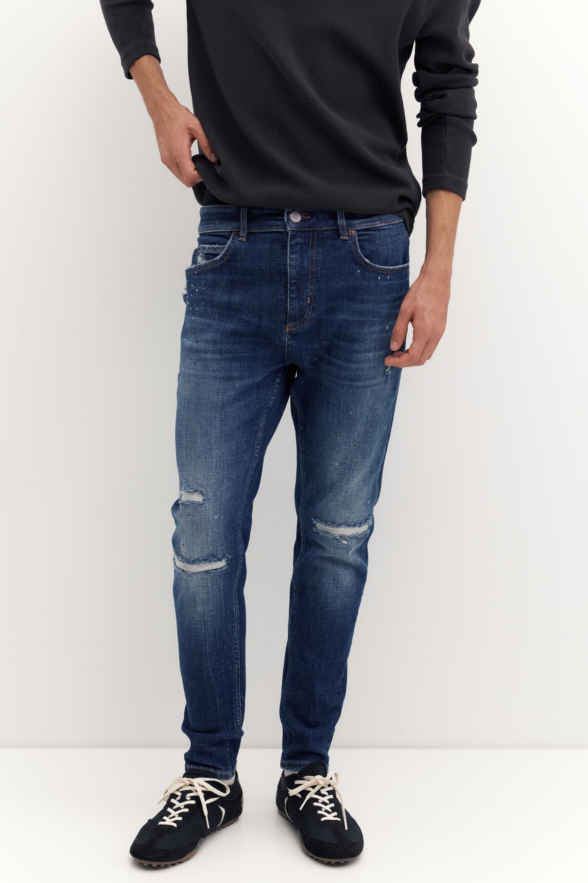 풀앤베어 슬림핏 페인트 스플래터 청바지 7662/766 MEDIUM BLUE