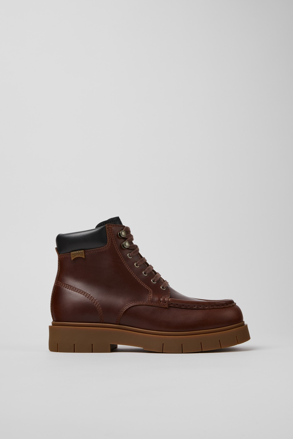 캠퍼 레더 레이스업 앵클 부츠 K400856-001 BROWN