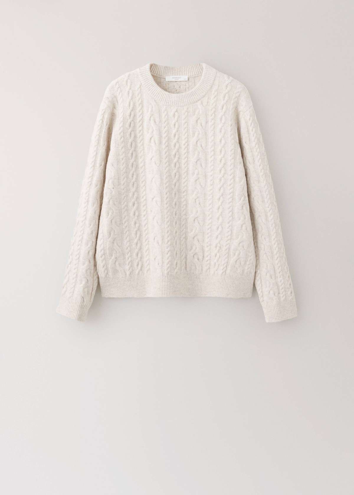 망고 케이블 니트 크루넥 스웨터 37046354_04 BLANCO MARFIL
