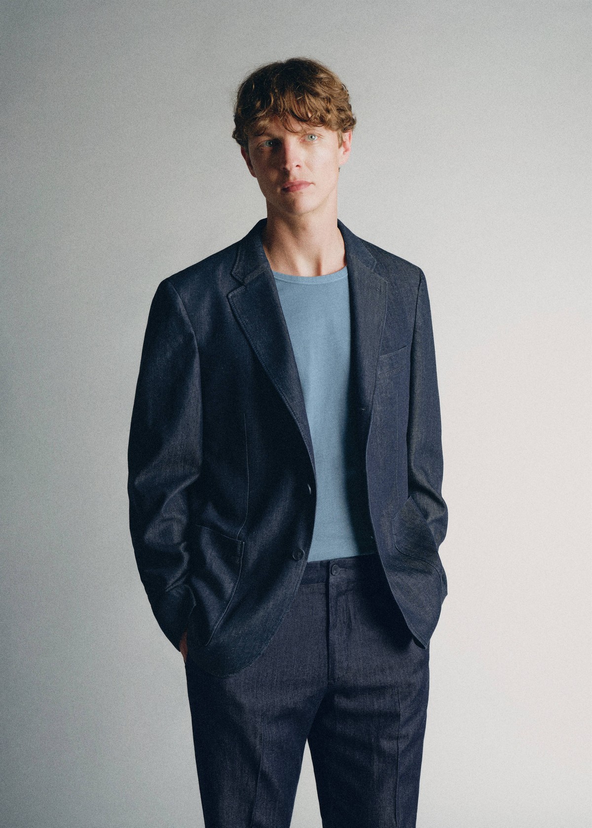 망고 데님 이펙트 테일러드 재킷 37065838_54 AZUL INDIGO