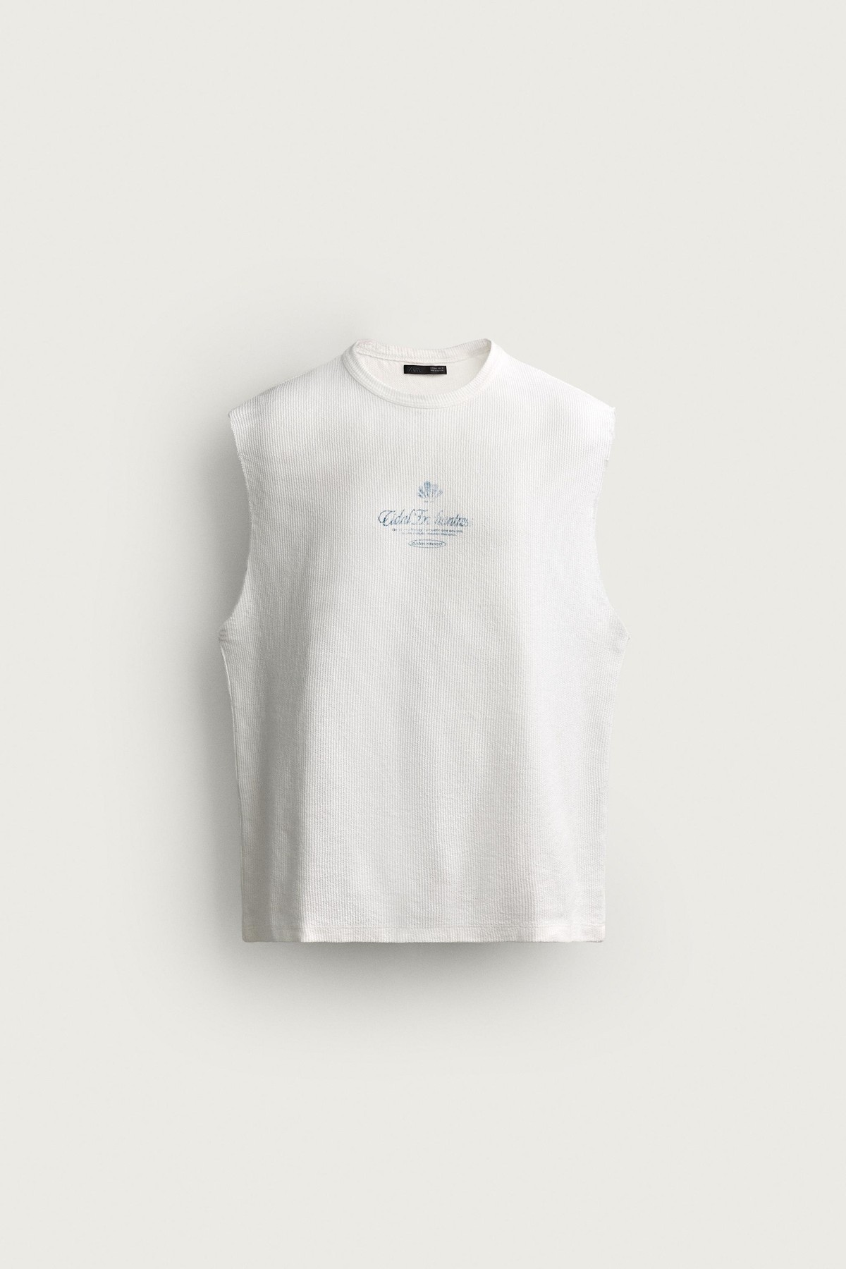 자라 워시드 프린트 니트 민소매 탑 4805/305/250 WHITE