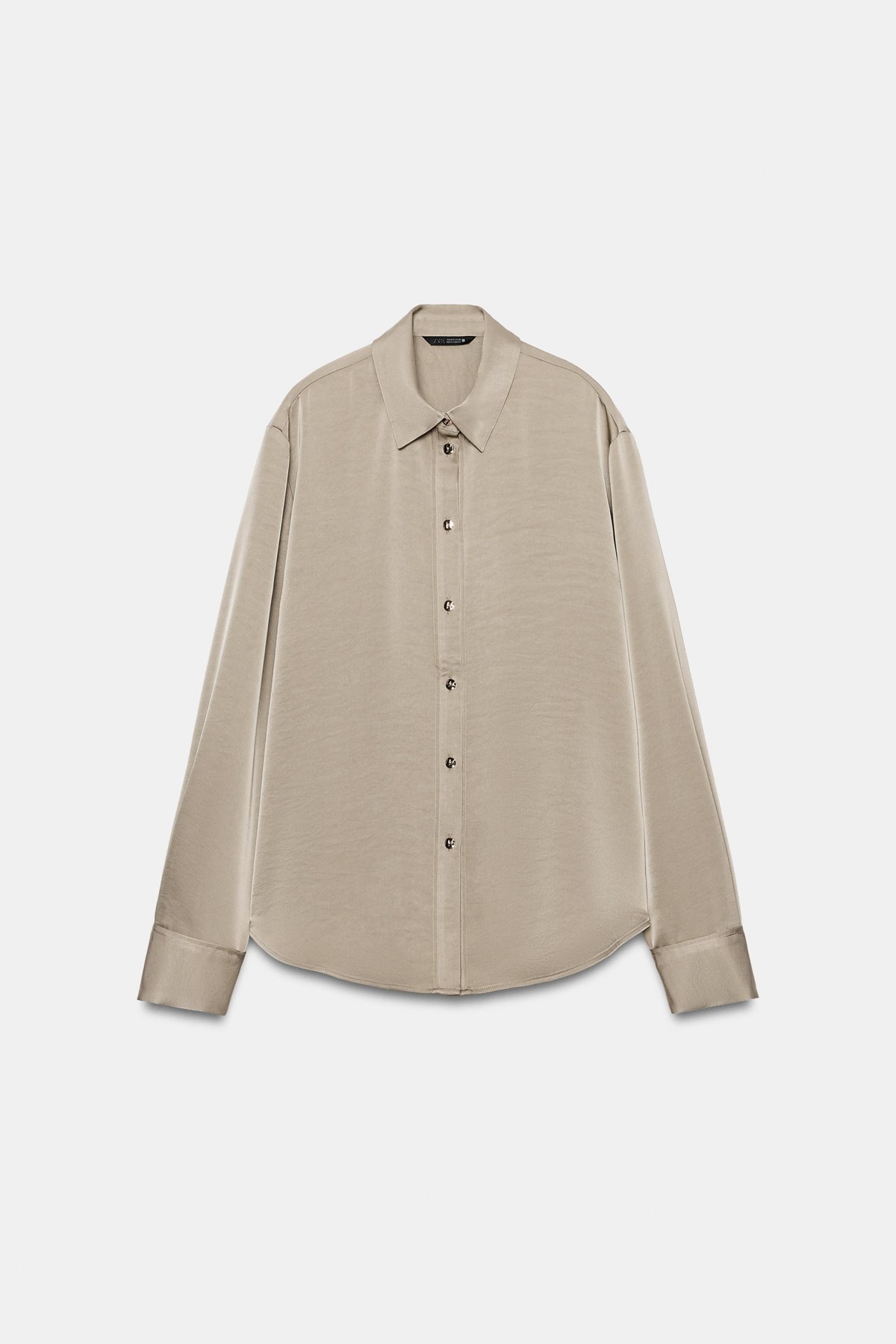 자라 골드 버튼 새틴 긴팔 셔츠 8741/267/506 LIGHT KHAKI