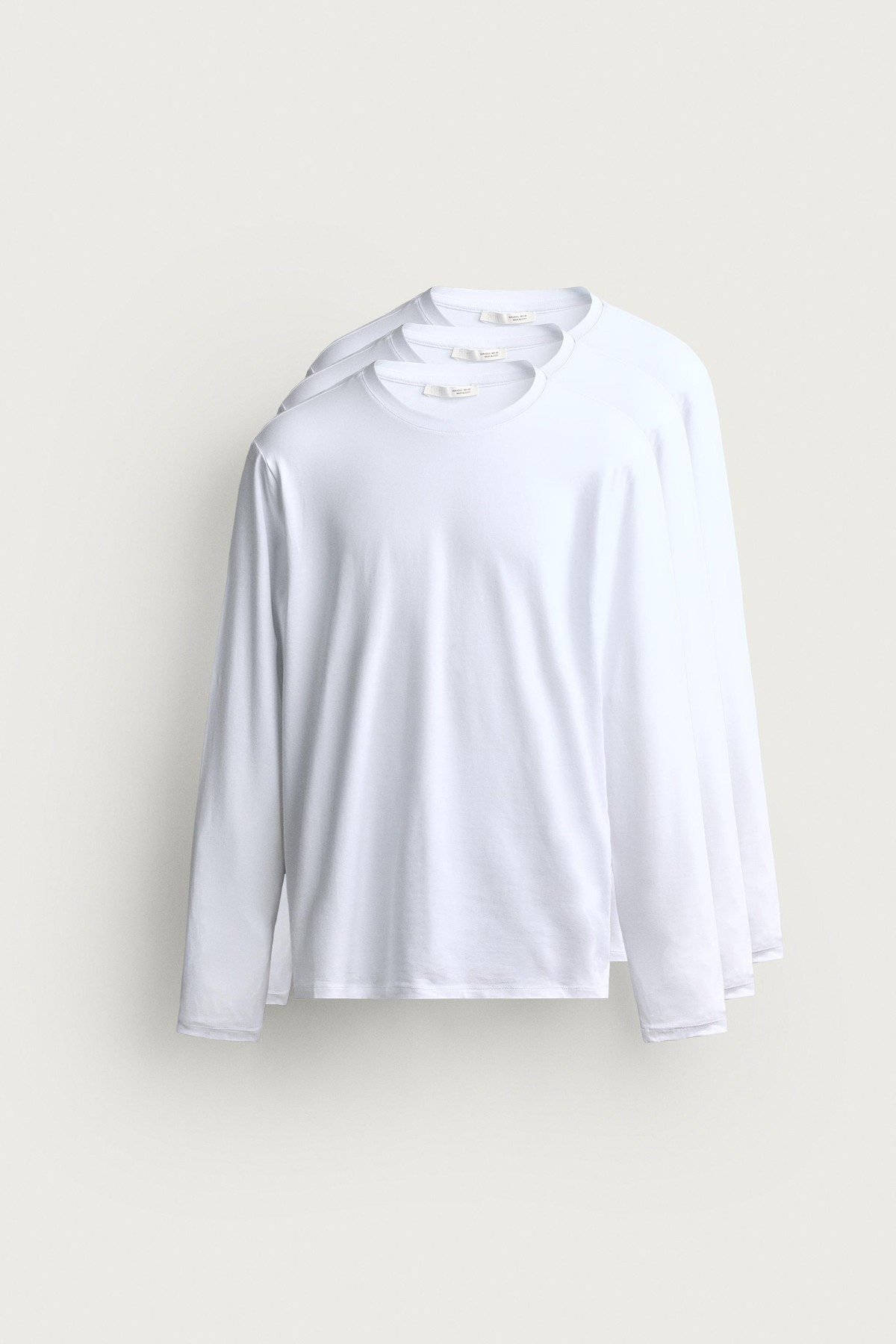 자라 슬림핏 라운드넥 긴팔 티셔츠 3팩 6019/399/250 WHITE