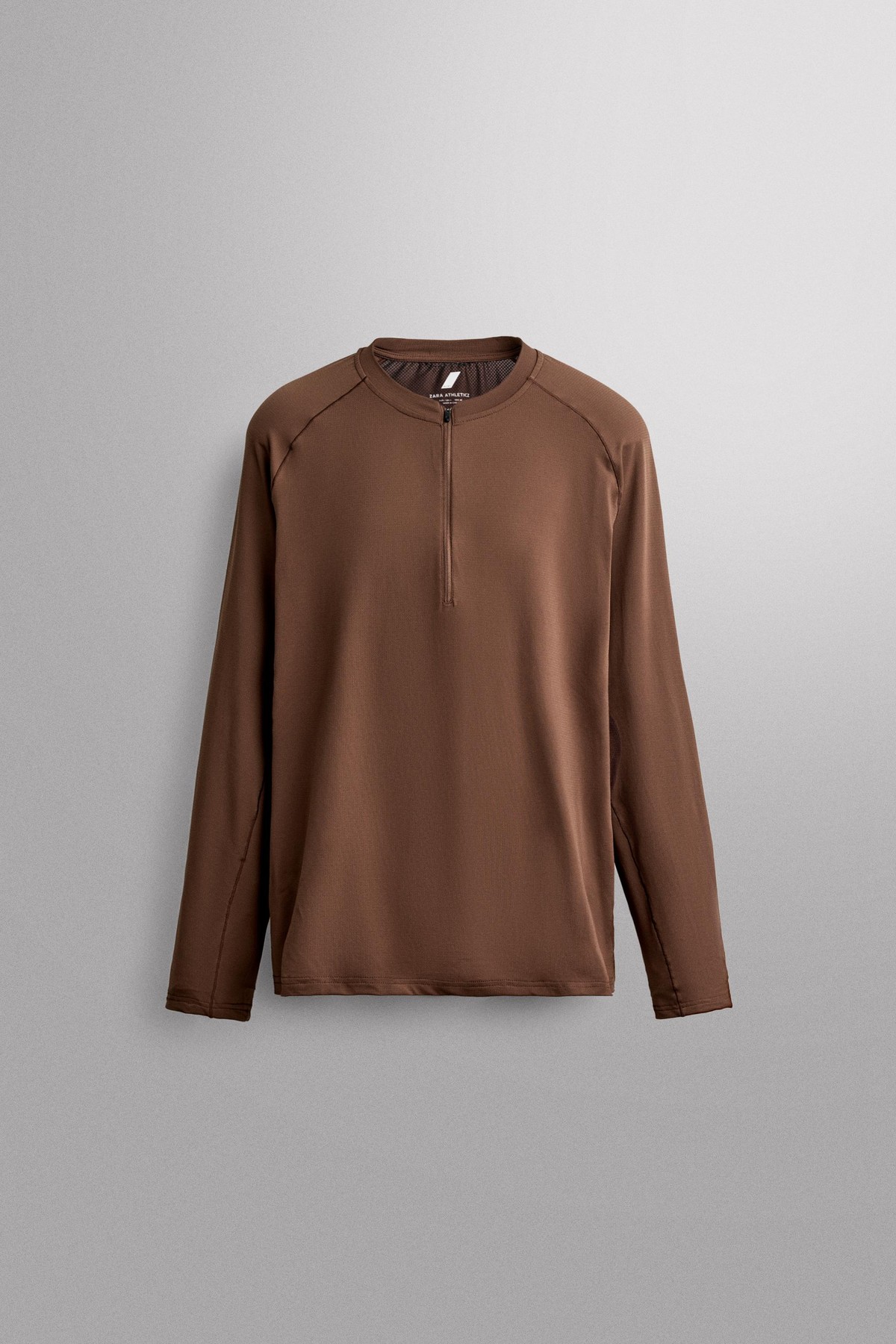 자라 컬러블록 쿼터집업 긴팔 티셔츠 4387/369/700 BROWN