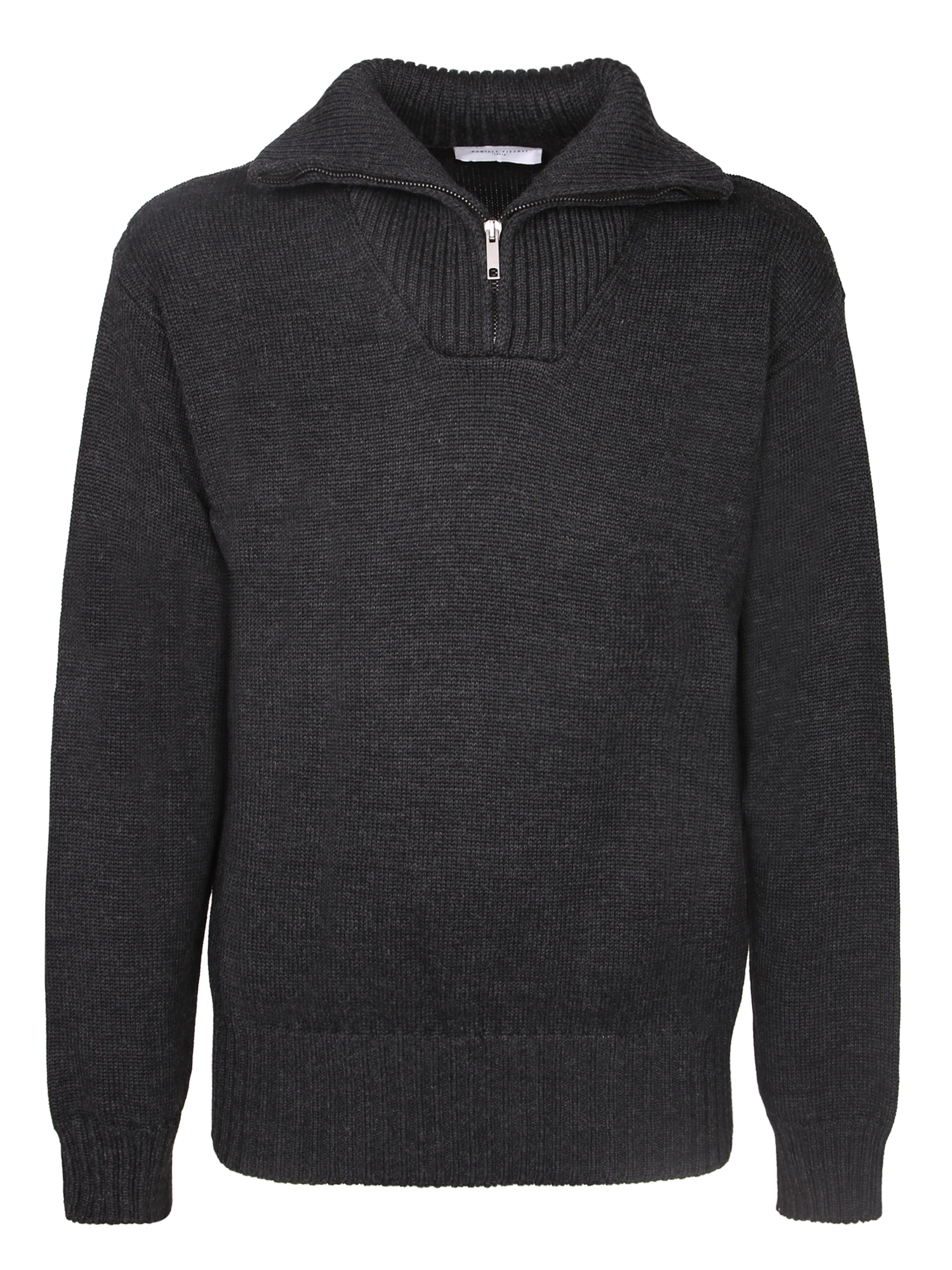 다니레 피소리 Soft knit. High collar zip. cuffs hem. knitted 골지 니트 남성 그레이 26FW DF006412ANTRAX
