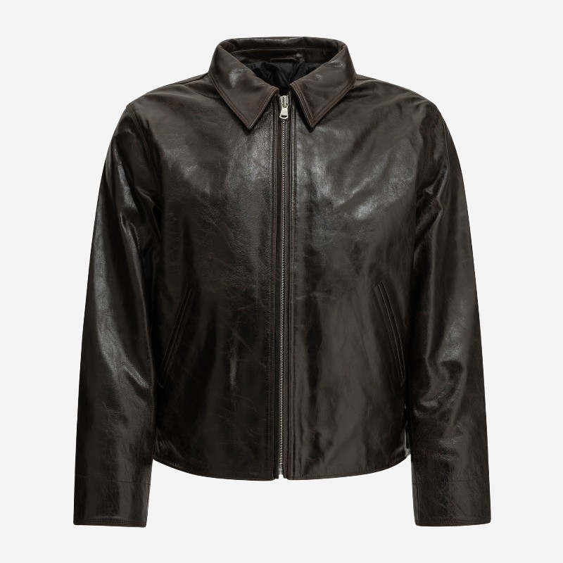 스투시 크롭 가죽 재킷 115911 1027 DARK BROWN