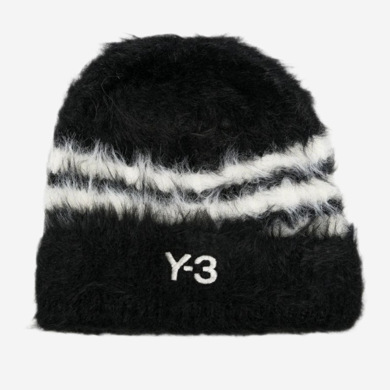 와이쓰리 퍼지 스트라이프 로고 비니 KY3727 BLACK CREWHT