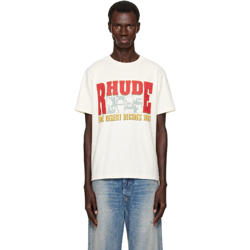 루드 화이트 더 데저트 디사이드 티셔츠 RHFW26TT06012 VINTAGE WHITE / RED
