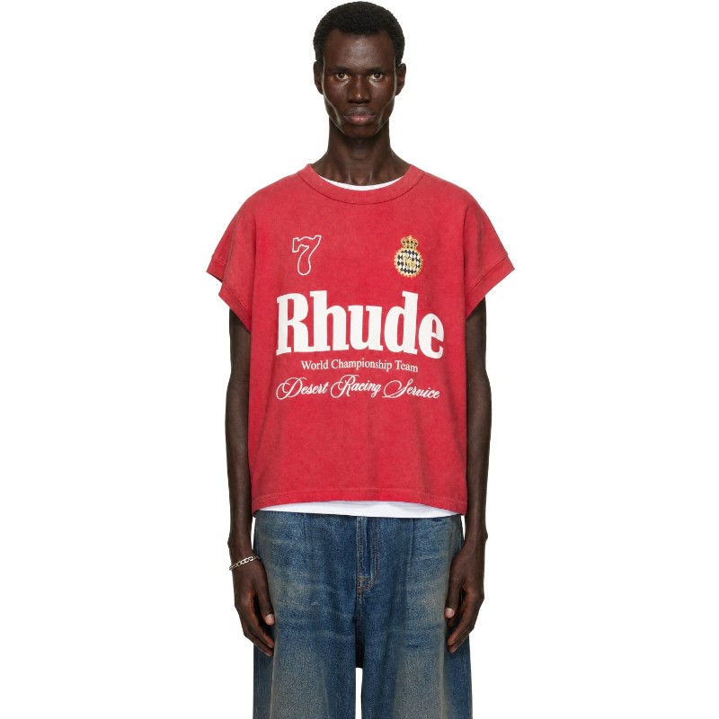 루드 레드 데저트 레이싱 컷오프 티셔츠 RHFW26TT24012 WASHED RED / WHITE