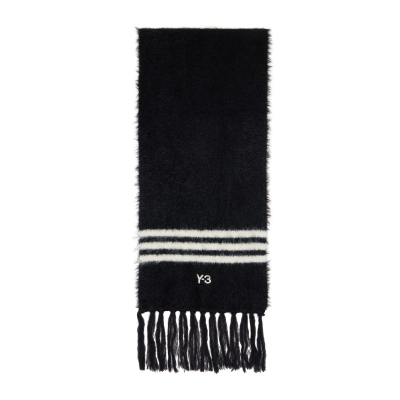 와이쓰리 자카드 스트라이프 프린지 머플러 KS8164 BLACK