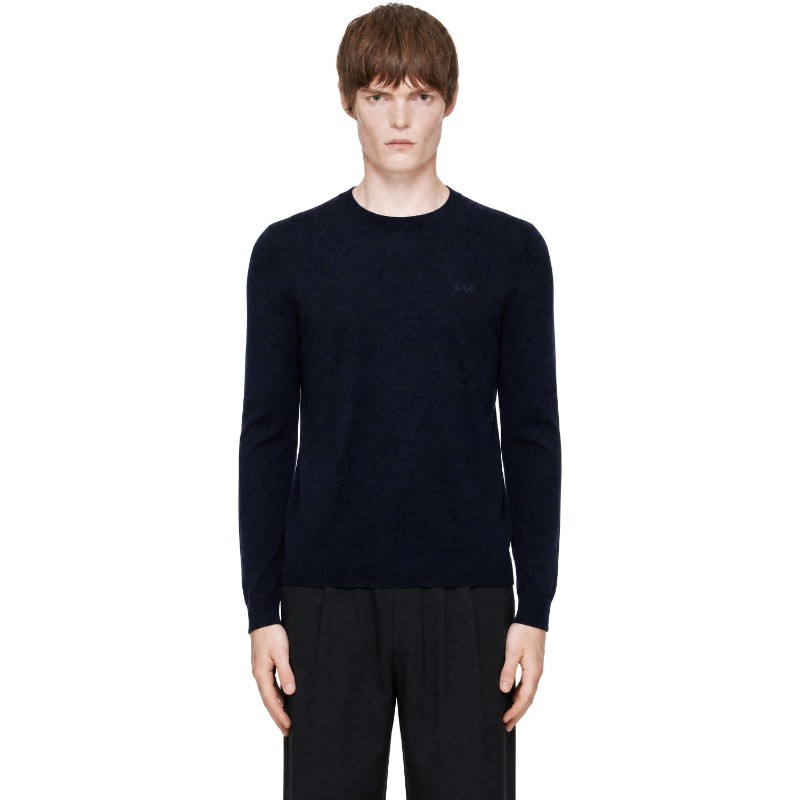 아페쎄 네이비 맷 로고 스웨터 WVAWM-H23285 IAK DARK NAVY