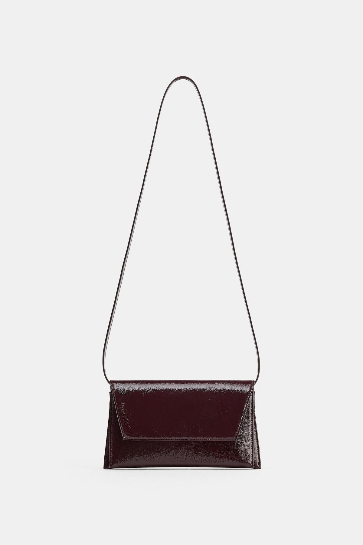 자라 에나멜 체인 숄더백 6400/810/624 BURGUNDY RED