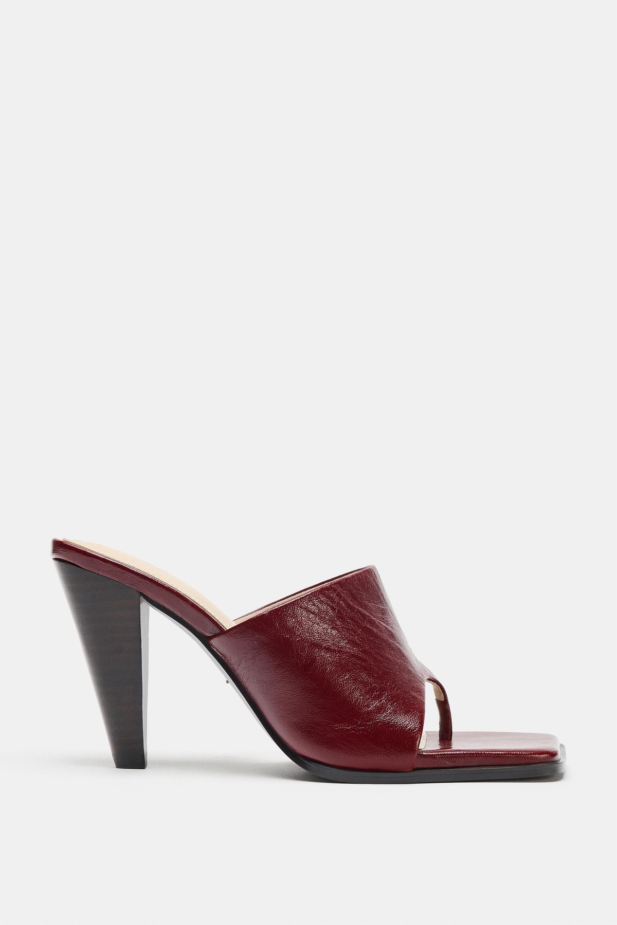 자라 한정판 레더 토포스트 힐 샌들 1324/810/022 BURGUNDY RED
