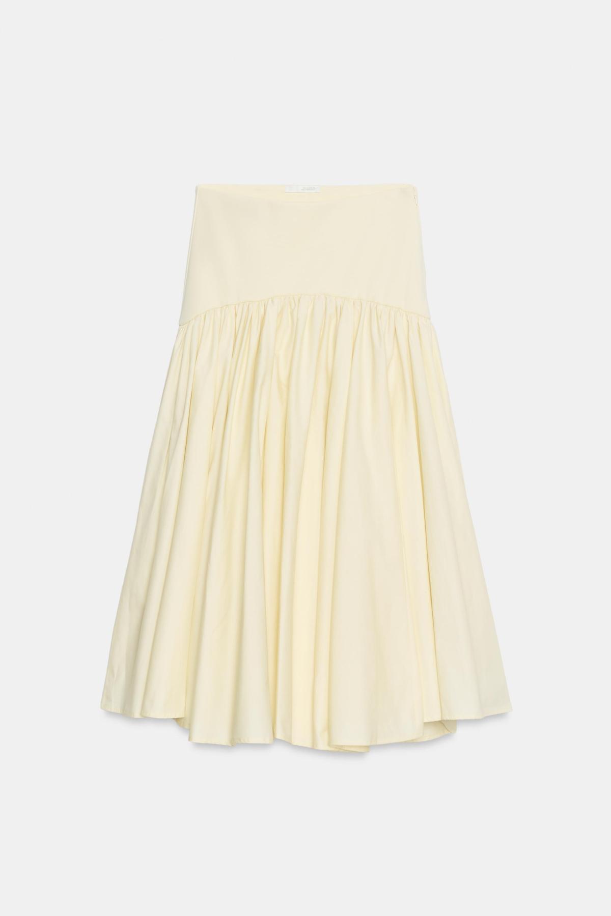 자라 인터록 콤비 플레어 롱 스커트 2335/627/306 LIGHT YELLOW