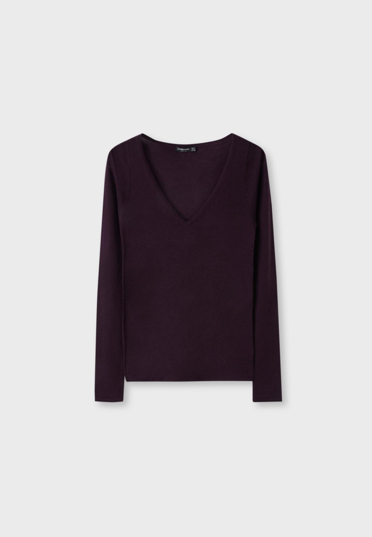 스트라디바리우스 울 실크 브이넥 니트 스웨터 8507/410/661 AUBERGINE