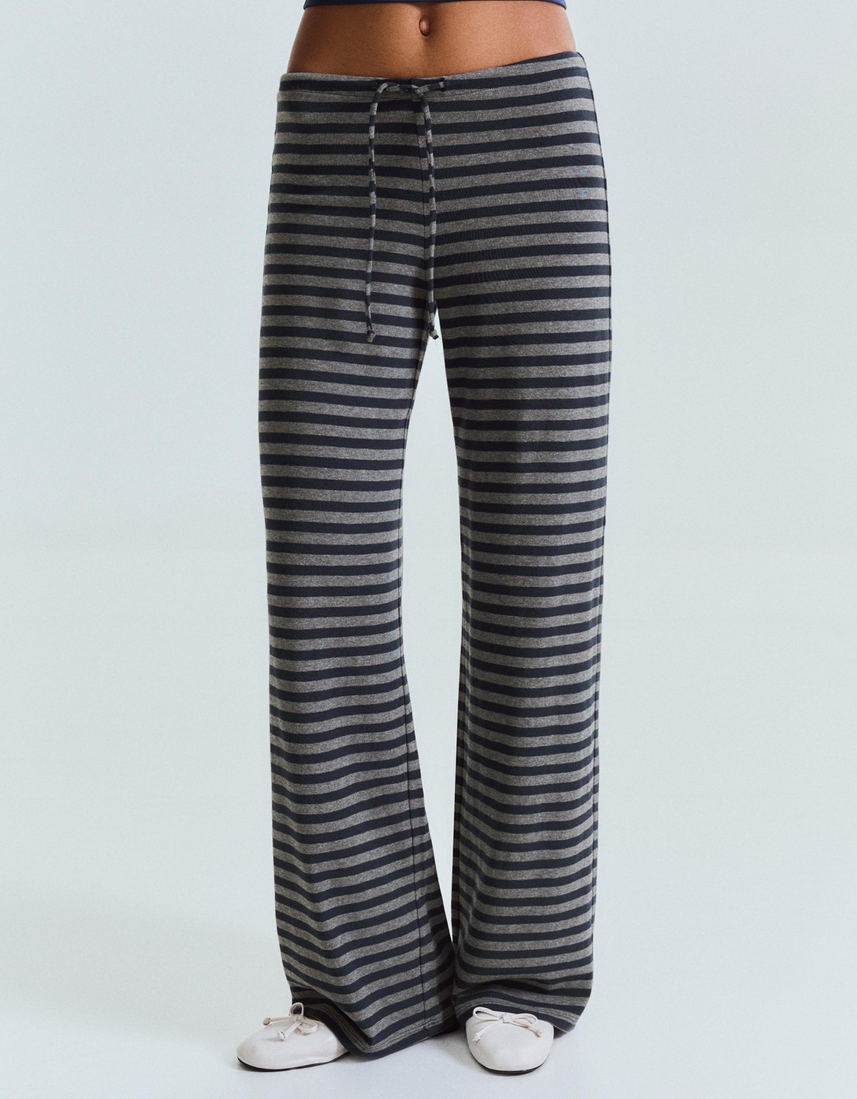 버쉬카 스트라이프 스트레이트 와이드 팬츠 0969/662 DARK GREY