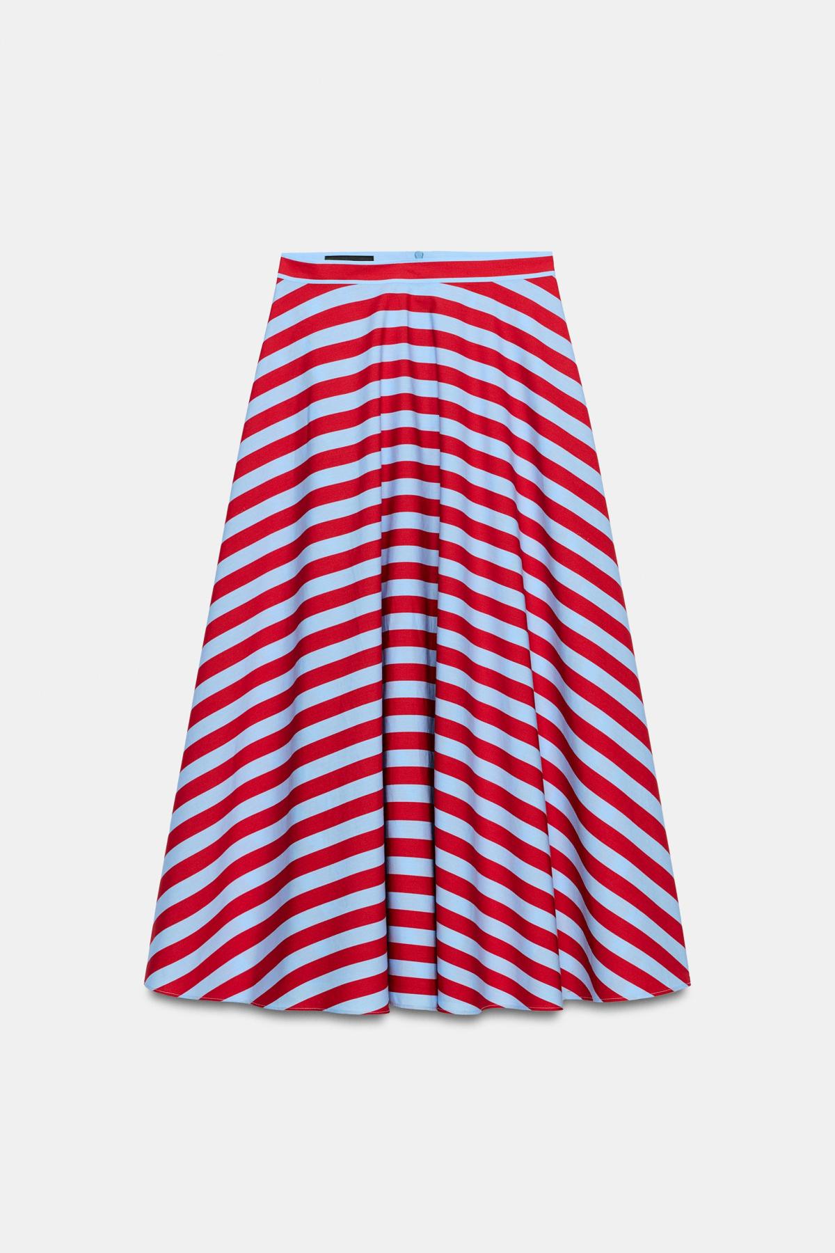 자라 스트라이프 A라인 롱 스커트 8002/320/944 RED STRIPE