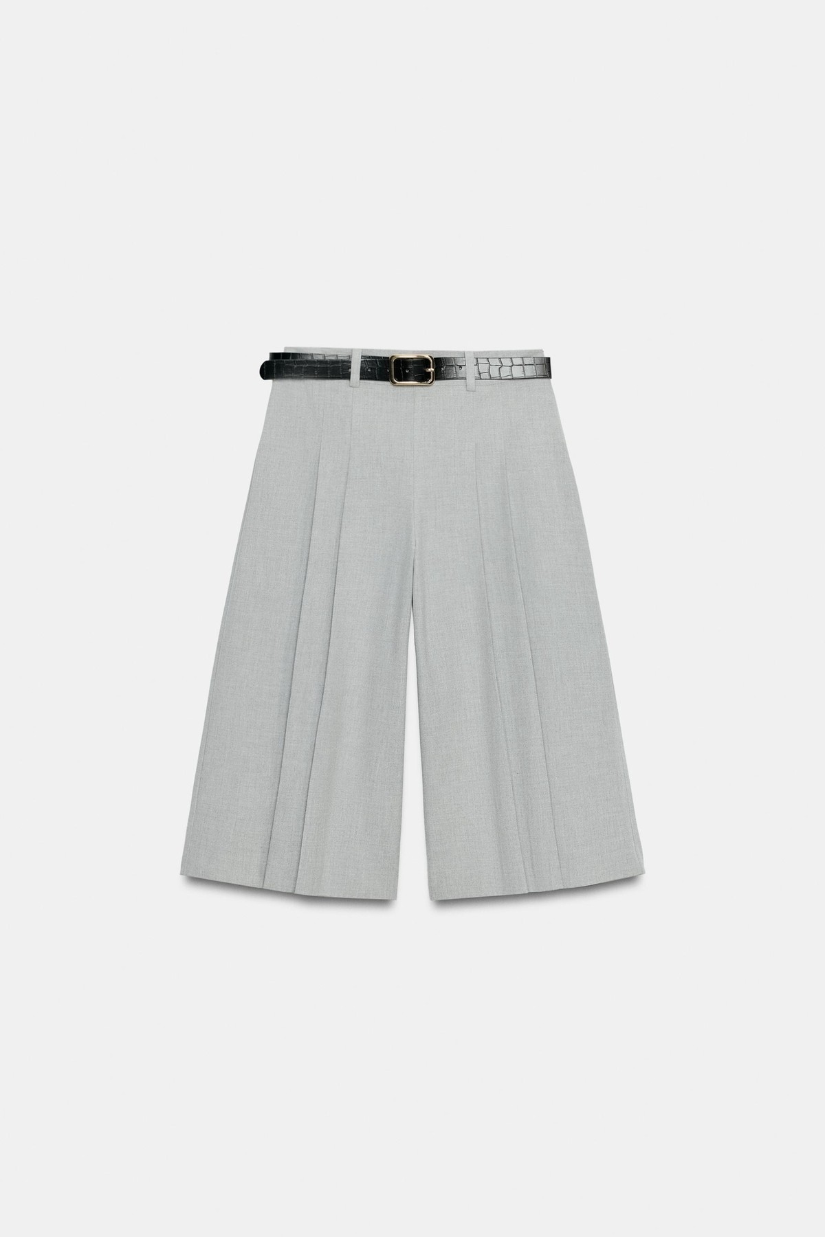 자라 플리츠 와이드 벨트 버뮤다 팬츠 7971/593/802 GREY