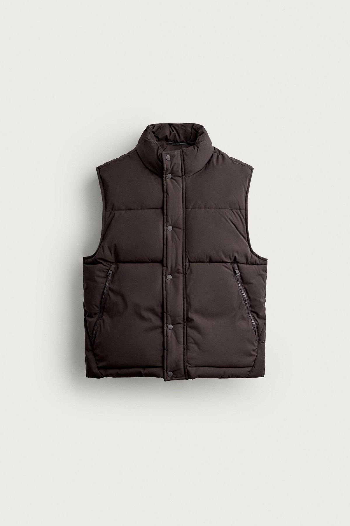 자라 테크니컬 하이넥 패딩 조끼 3411/390/700 BROWN