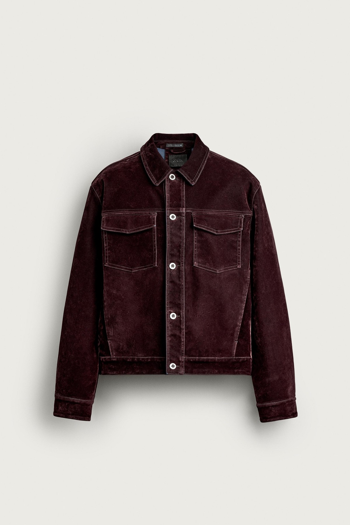 자라 벨벳 이펙트 크롭 데님 자켓 8491/801/681 BURGUNDY