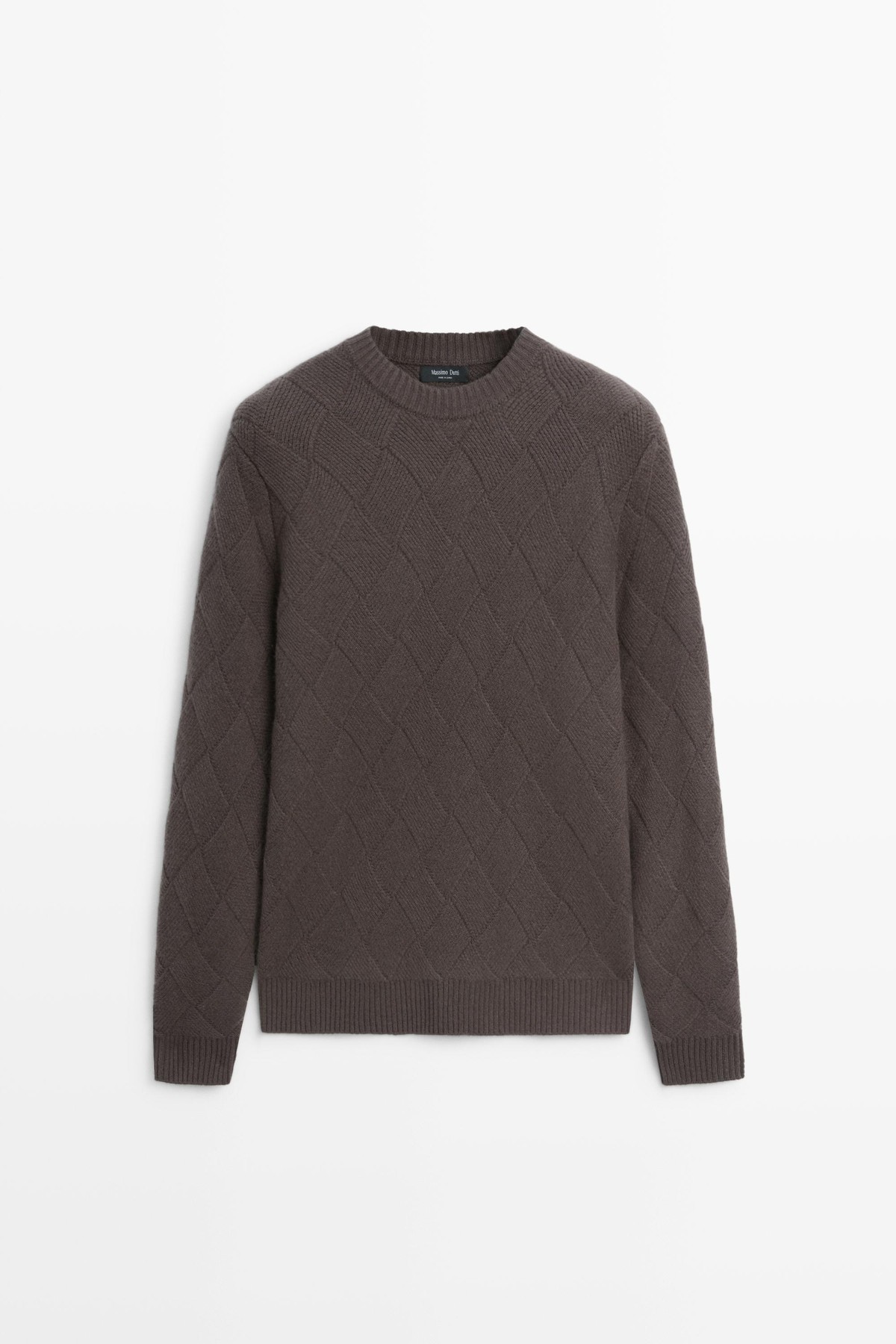 마시모두띠 울 혼방 라운드넥 니트 스웨터 1450/234 BROWN