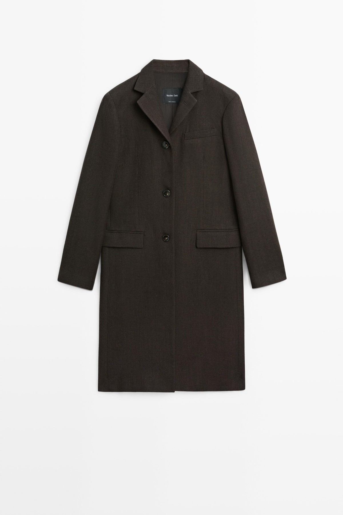 마시모두띠 100% 울 미디 버튼 코트 6451/764 BROWN MARL