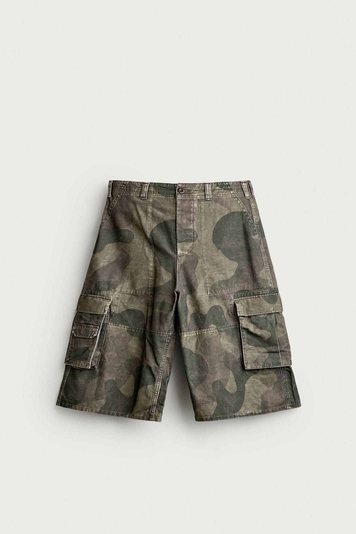 자라 카모 프린트 카고 버뮤다 팬츠 6688/302/505 KHAKI