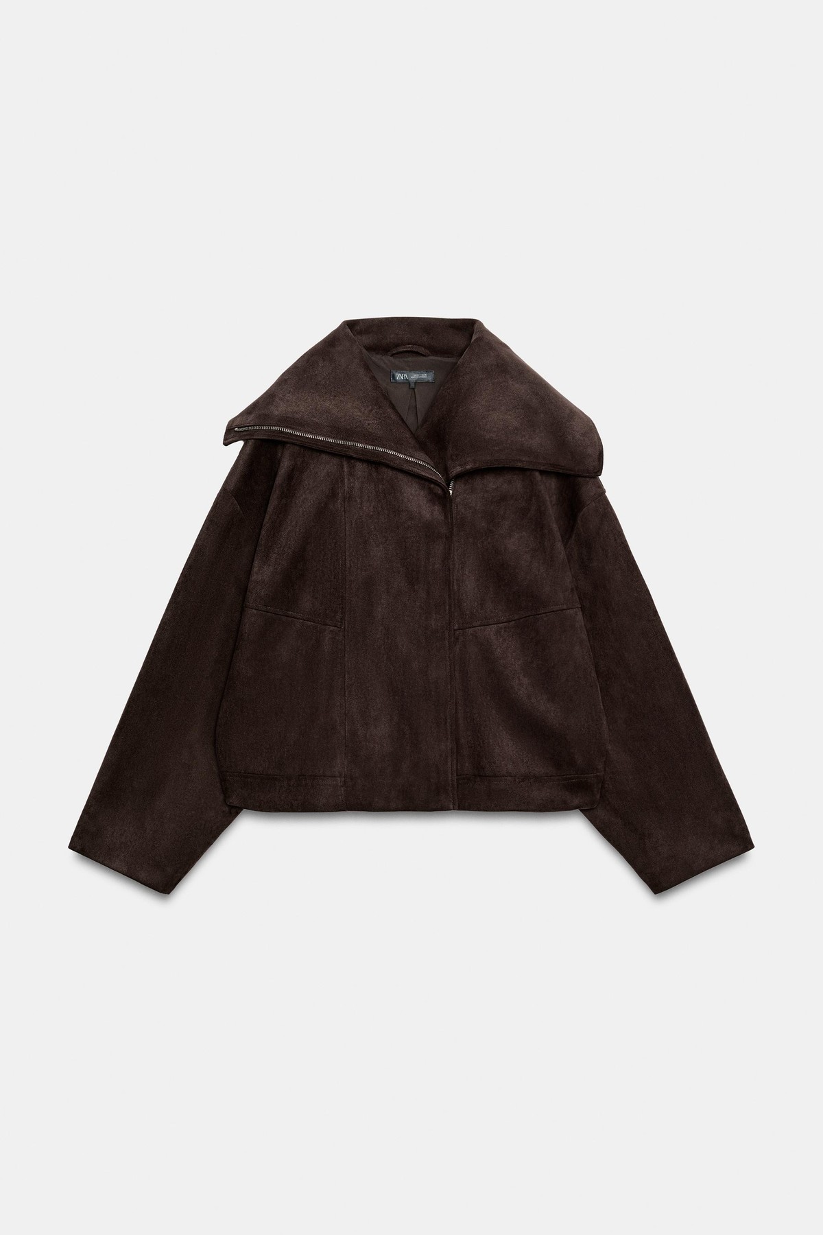 자라 와이드 칼라 집업 봄버 자켓 4344/652/700 BROWN