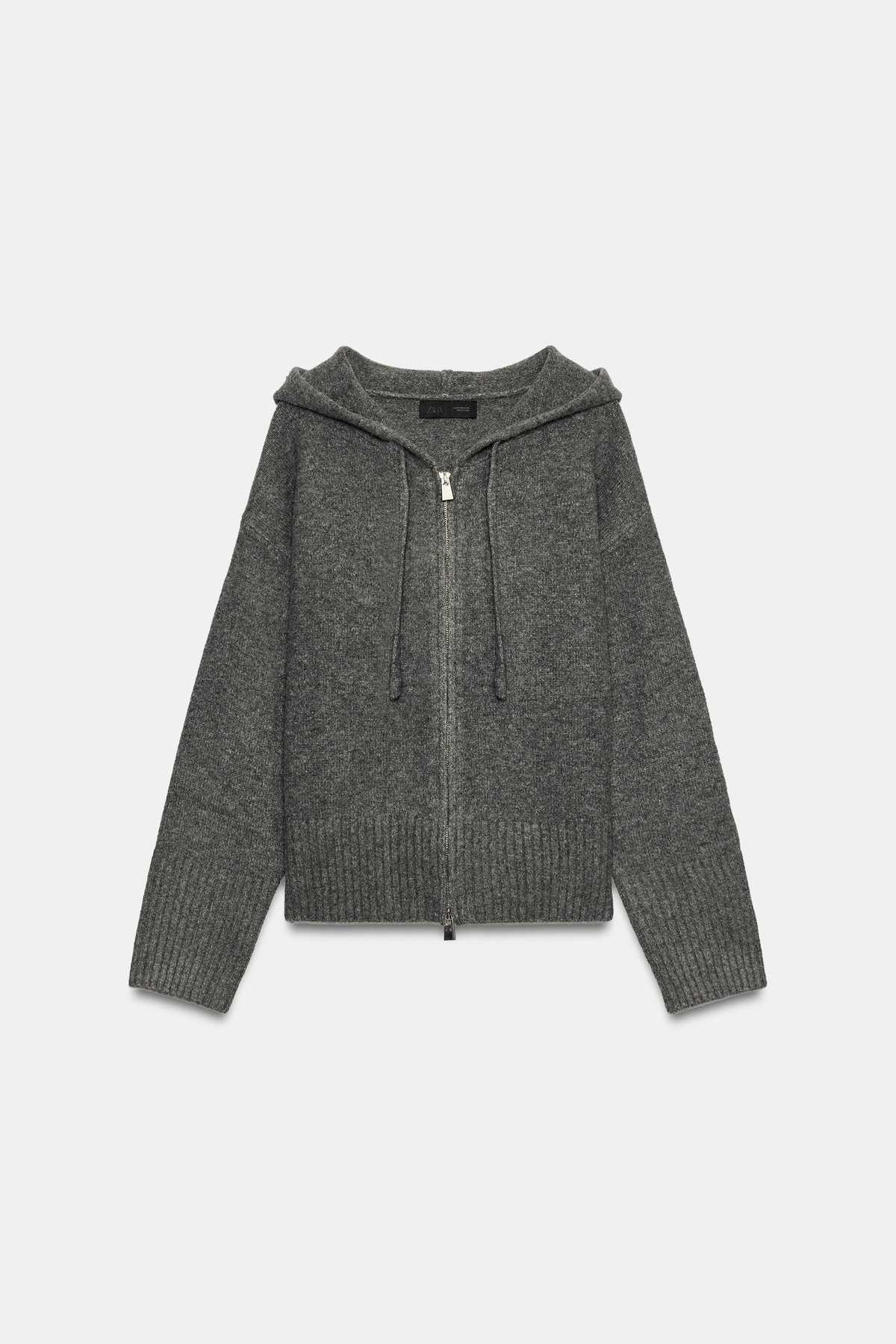 자라 집업 후드 니트 스웨트셔츠 2142/117/809 MID-GREY