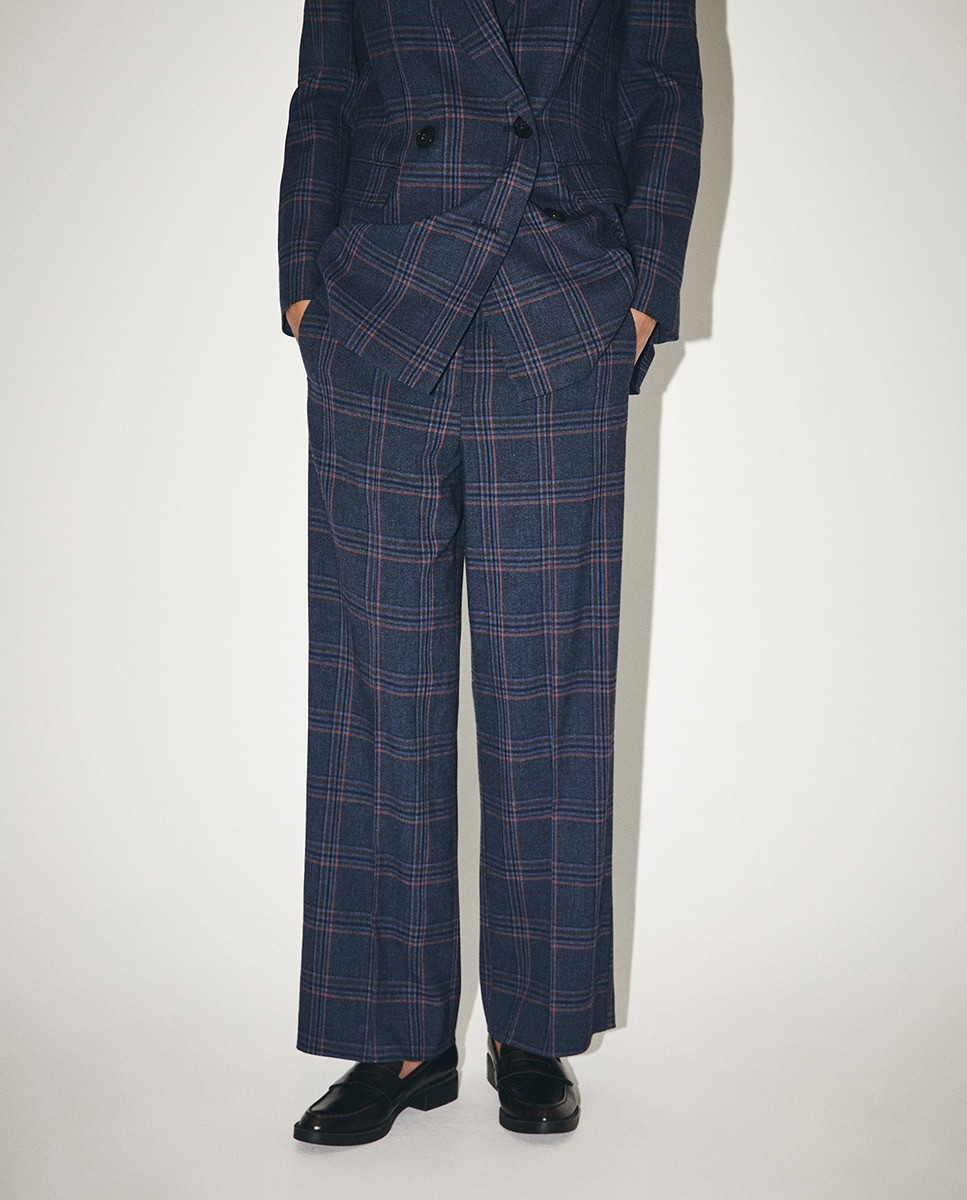 스페라 체크 와이드 정장 팬츠 56205104989 400 AZUL