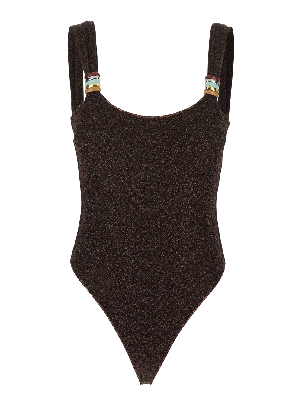 오세리 Lumiere One-Piece Swimsuit Straps Ring Detail Tech Fabric swimwear 수영복 여성 브라운 AMS261CHOCOLATE