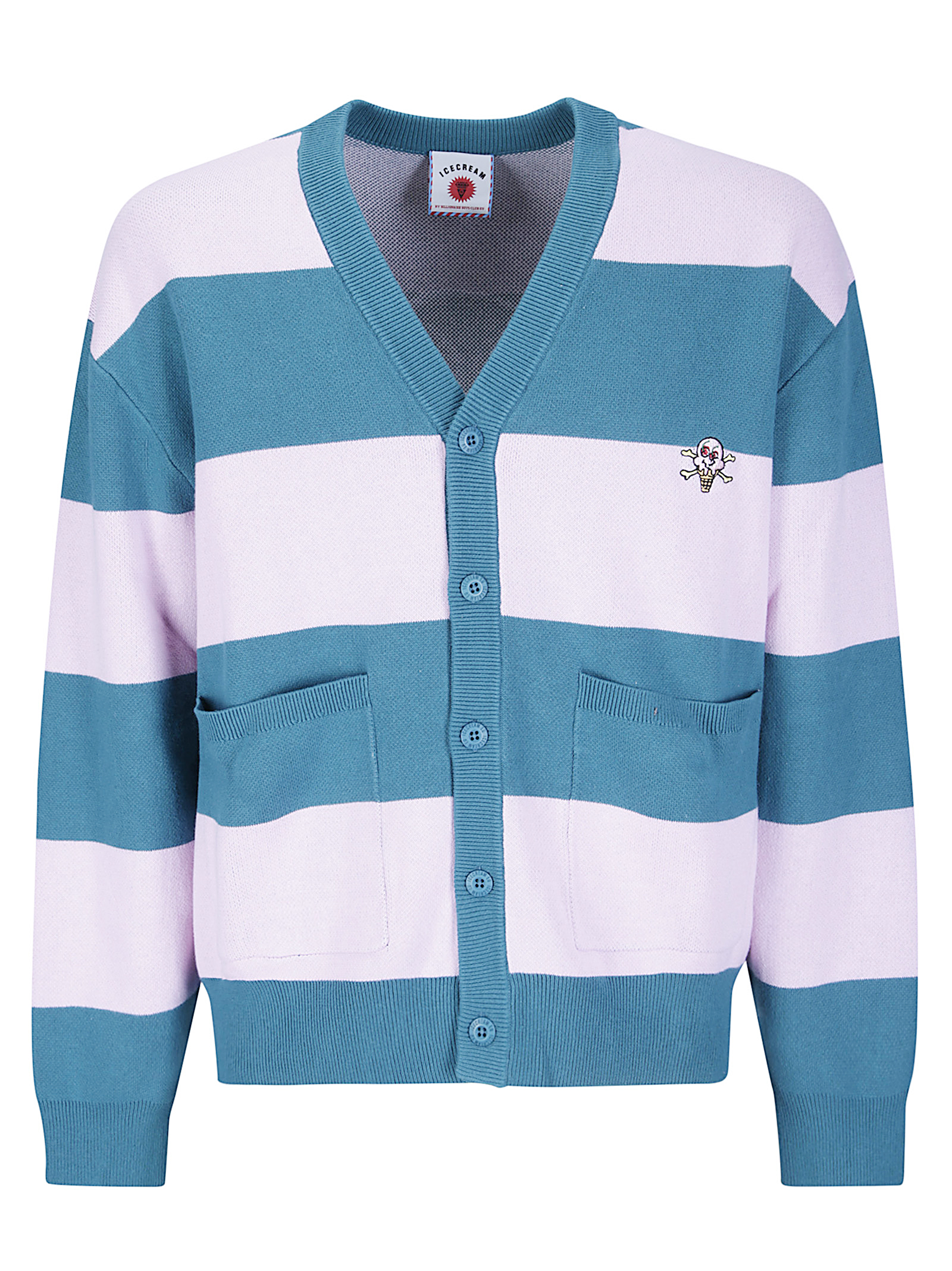아이스크림 Cones &amp; Bones Striped Knitted 가디건 남성 멀티 26FW ICKN26225PNKGRNSTR