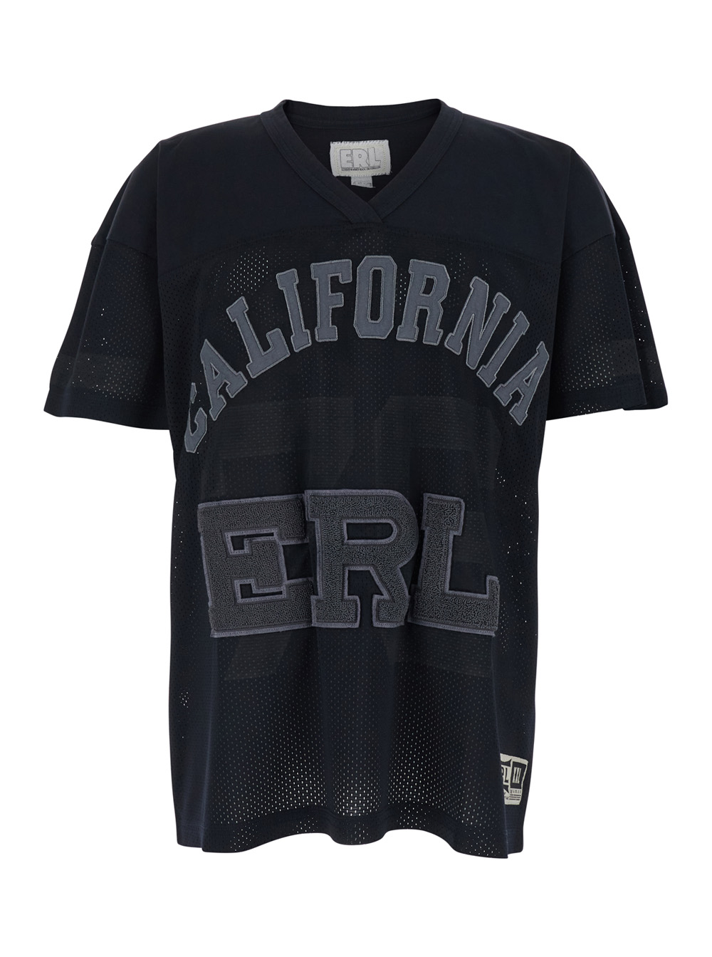 이알엘 V-Neck Maxi Logo on Front 프린트 코튼 티셔츠 남성 블랙 26SS ERL12T008BLACK