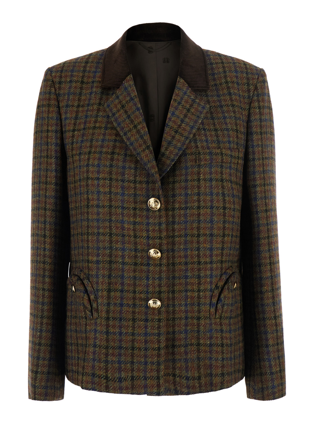 브아제 밀라노 Amandira Single-breasted Notched revers check Motif all-over suit 자켓 여성 브라운 BZSHY01AMNWM02