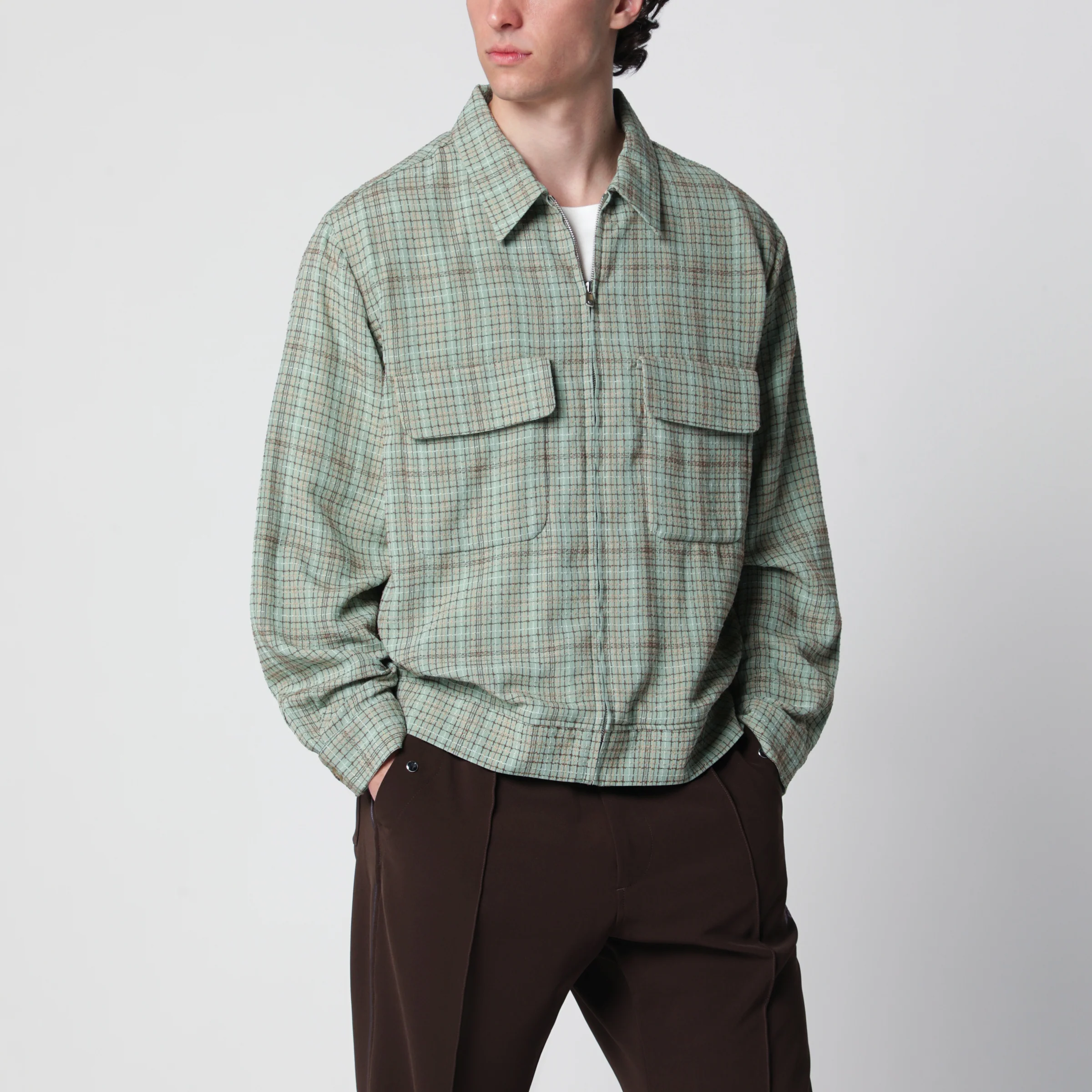 니들스 Dobby Grid sporty rayon blend mint 피트니스웨어 스포츠 아우터 남성 그린 26SS SX255VIMI