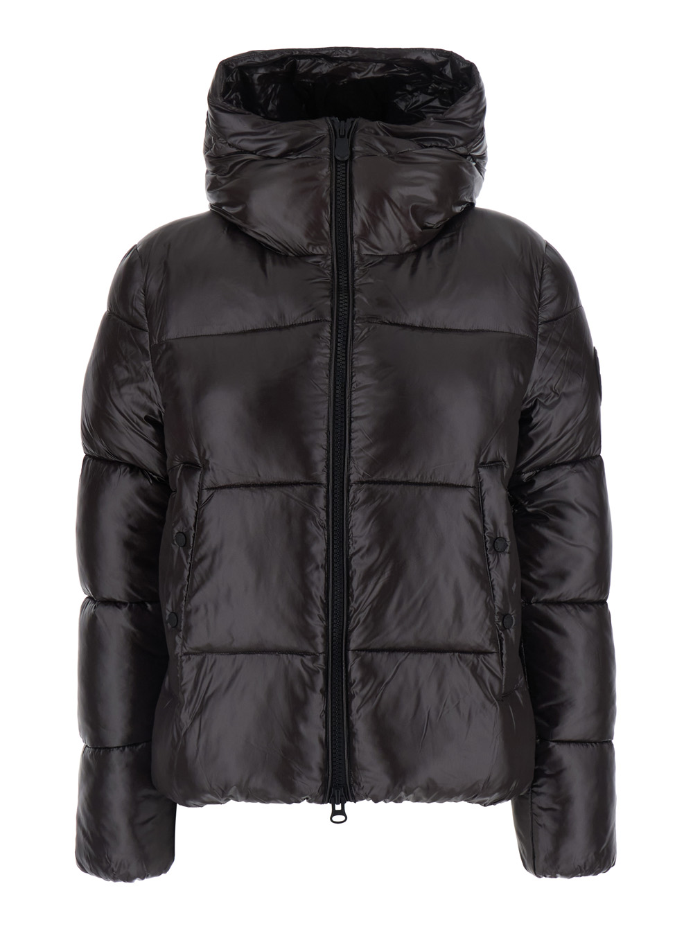 세이브 더 덕 Biddy hood logo patch on sleeve Tech Fabric 패딩 여성 브라운 26FW D31989WLOVE2140009