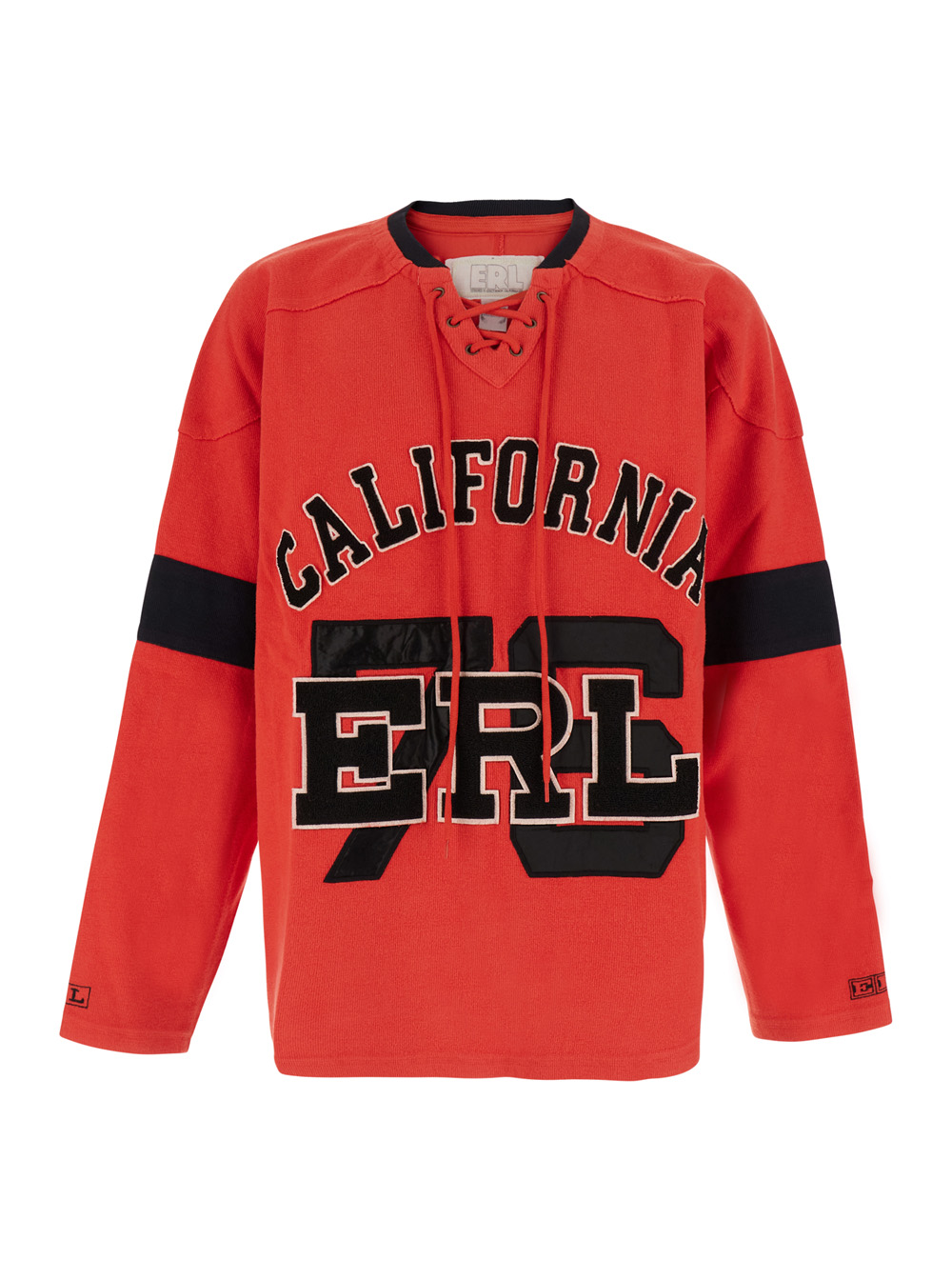 이알엘 unisex round neck long sleeves 코튼 스웨트셔츠 남성 레드 26FW ERL13T013RED