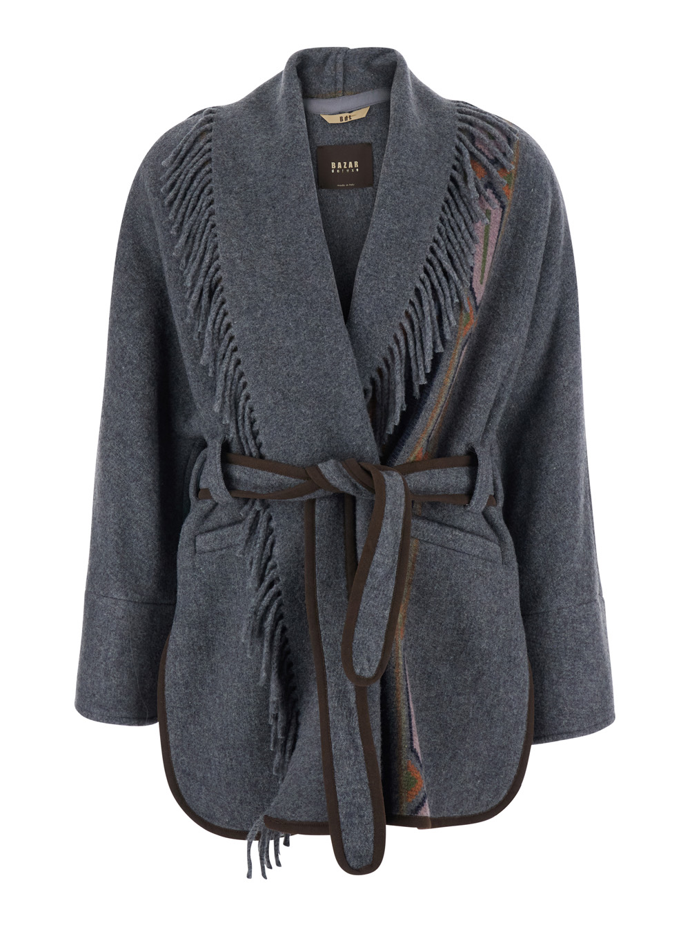 바잘 데루체 Navajo Bule front geometric motif fabric 코트 여성 그레이 26FW S12502900297