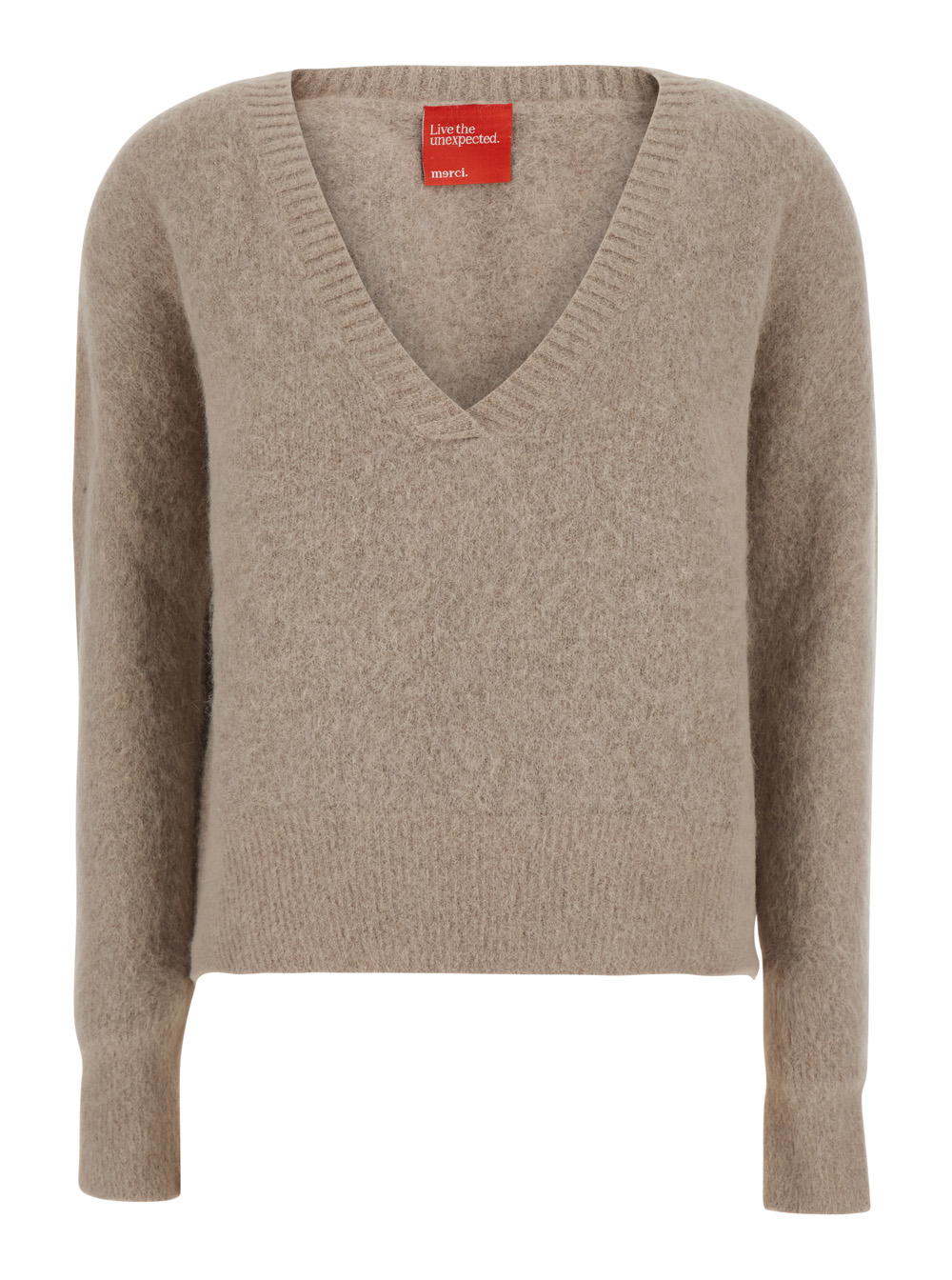 멜치 Top V넥 긴팔 티셔츠 여성 브라운 26FW W216MANDORLA