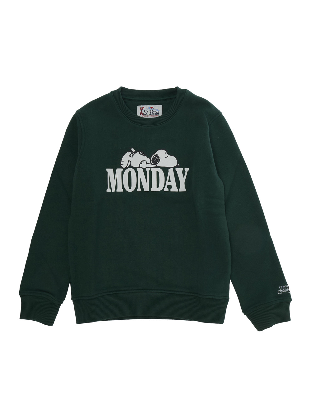 MC2 세인트 바스 Snoopy Monday Tech Fabric 코튼 크루넥 니트 남아 그린 26FW HUT000401720MMOOD51