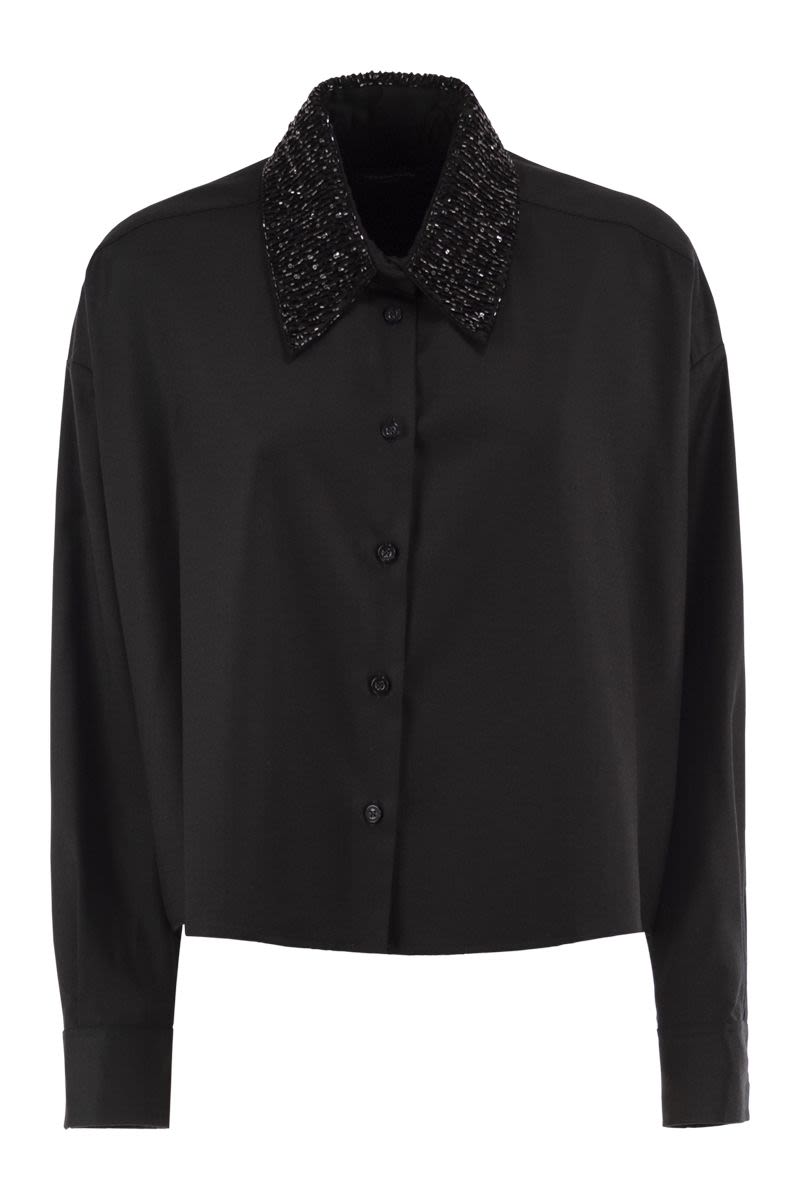 파비아나 필리피 Virgin blend crystal-embellished collar 셔츠 여성 블랙 26FW CAD226F313M394825