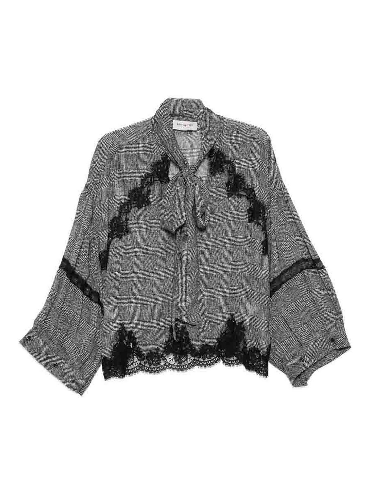 에르마노 세르비노 Prince Wales Blouse 프린트 블라우스 여성 그레이 26FW D49EK027EB7MF07124999