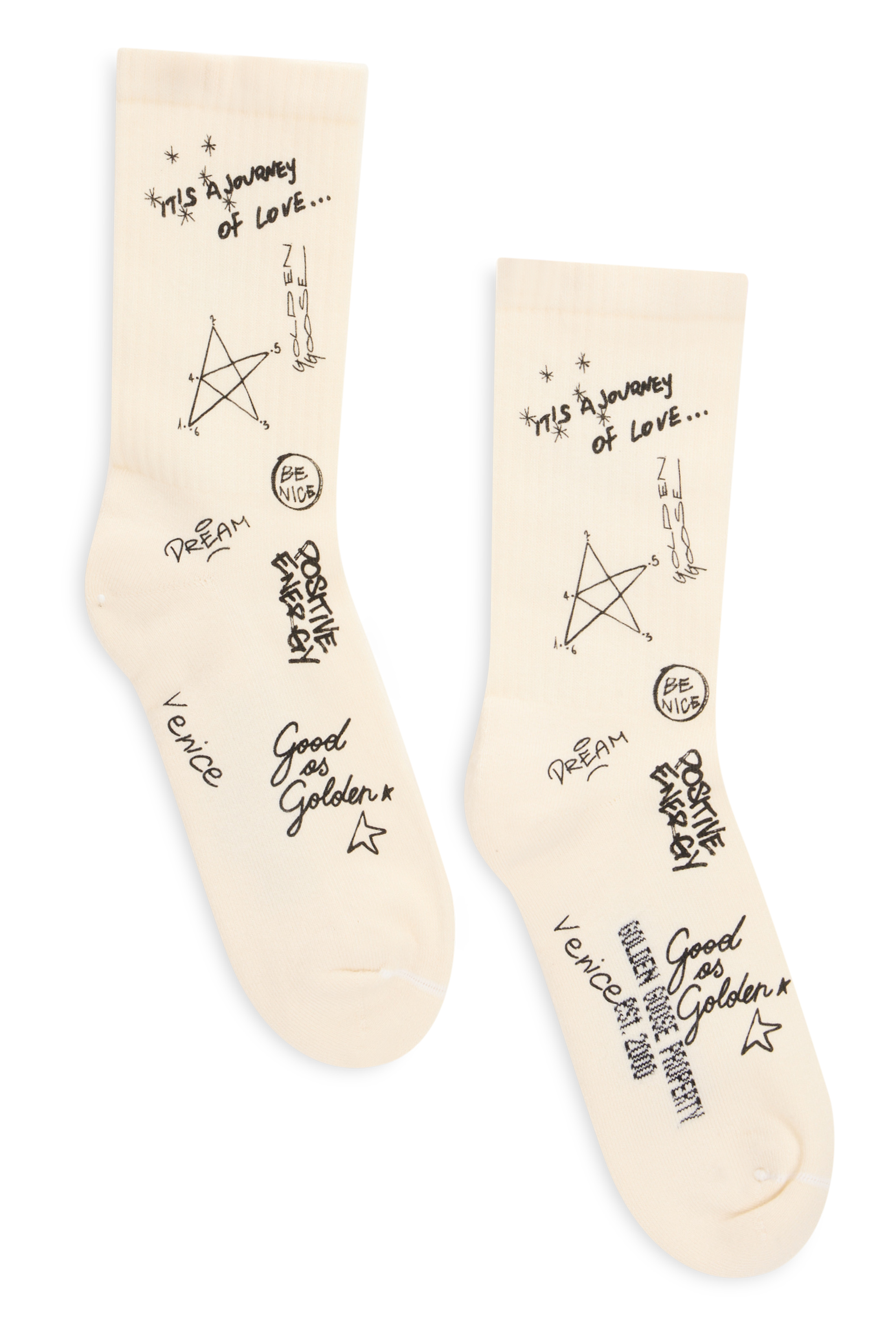 골든구스 socks print 코튼 양말 여성 화이트 26FW GUP00883P00257111421