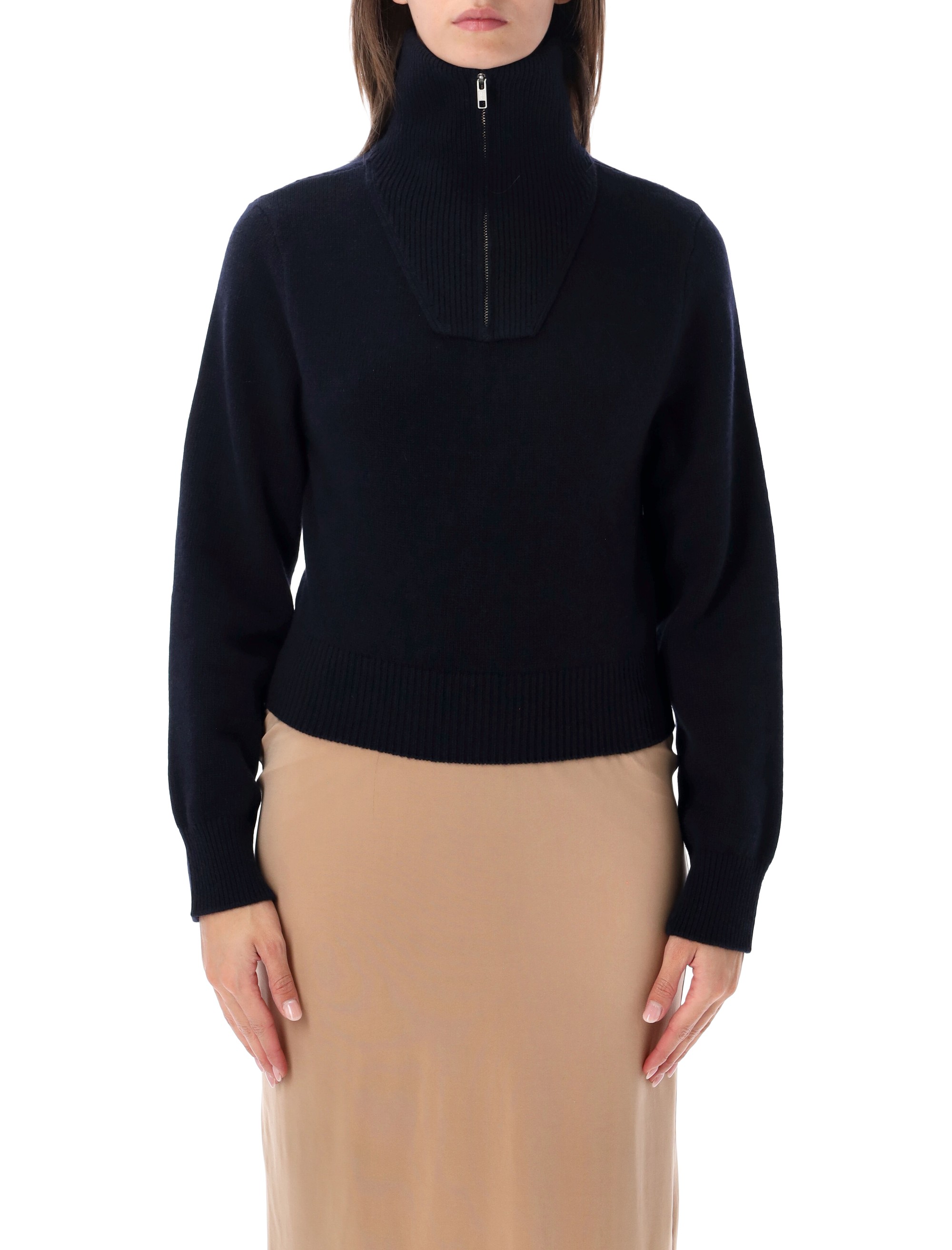 엠엠식스 메종 마르지엘라 HIGH NECK ZIP knitted 니트 여성 네이비 26FW S62GL0038M13349487