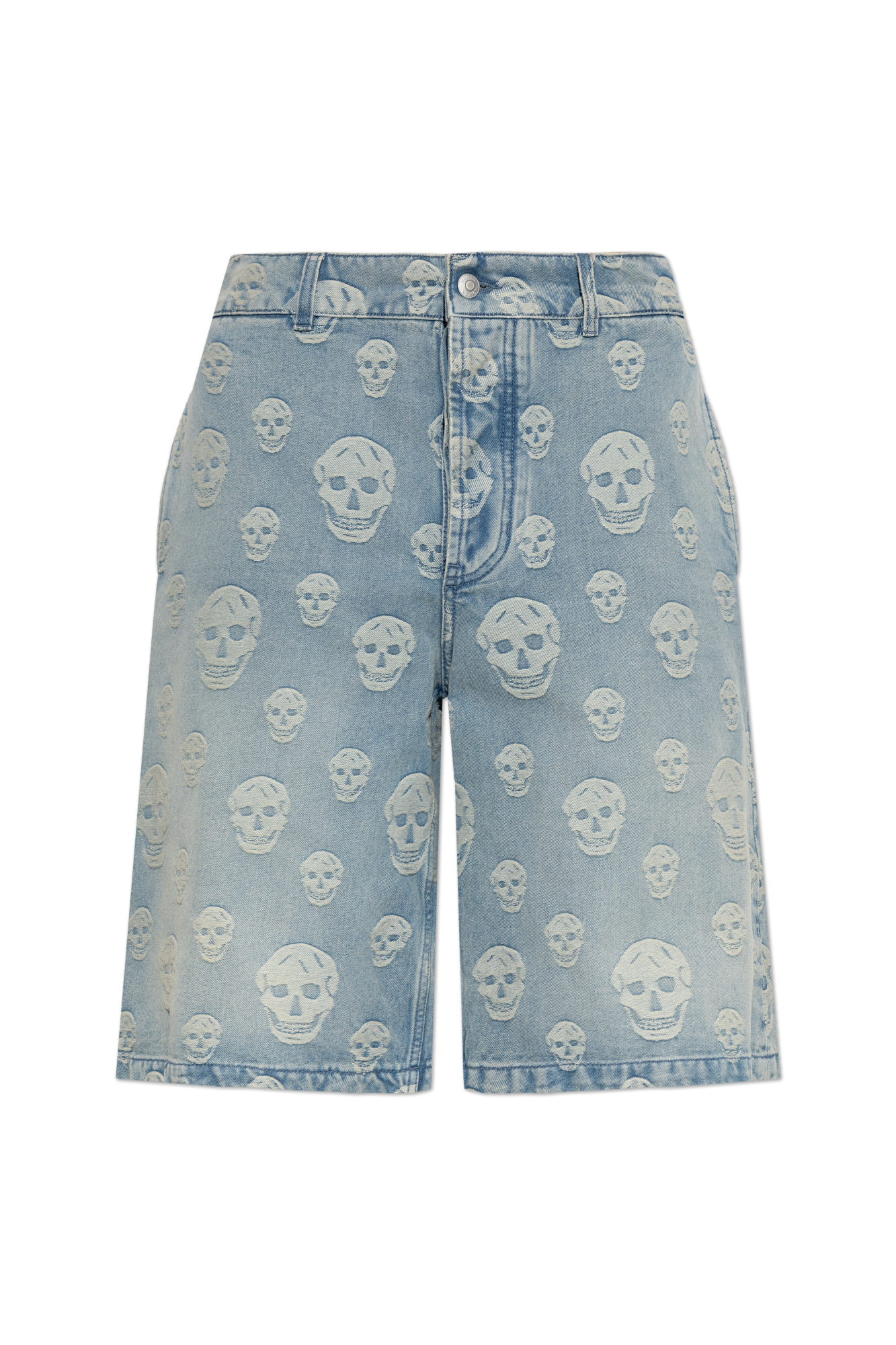 알렉산더 맥퀸 shorts monogram 데님 숏팬츠 남성 블루 866423QYABY4211