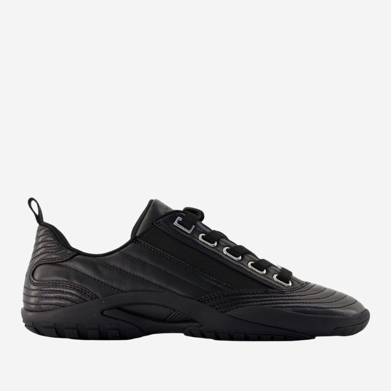 랑방 레이어드 패널 가죽 로우탑 스니커즈 FU SKAK03 LEAT A26 10 BLACK