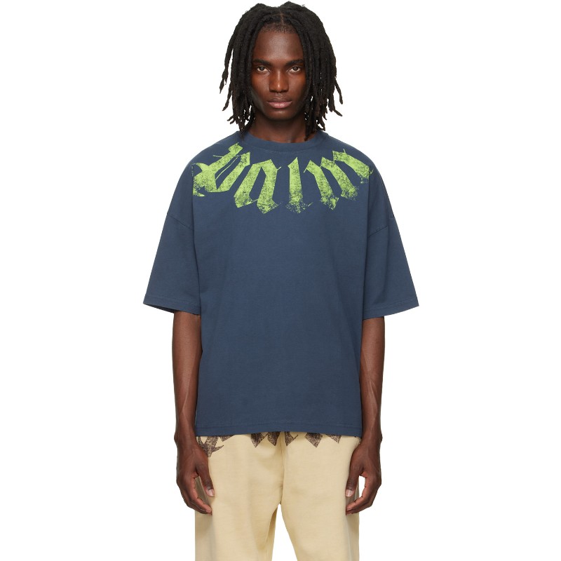 팜엔젤스 네이비 빅 네크라인 로고 루즈 티셔츠 PMAA10DS26JER002 NAVY BLUE LIME