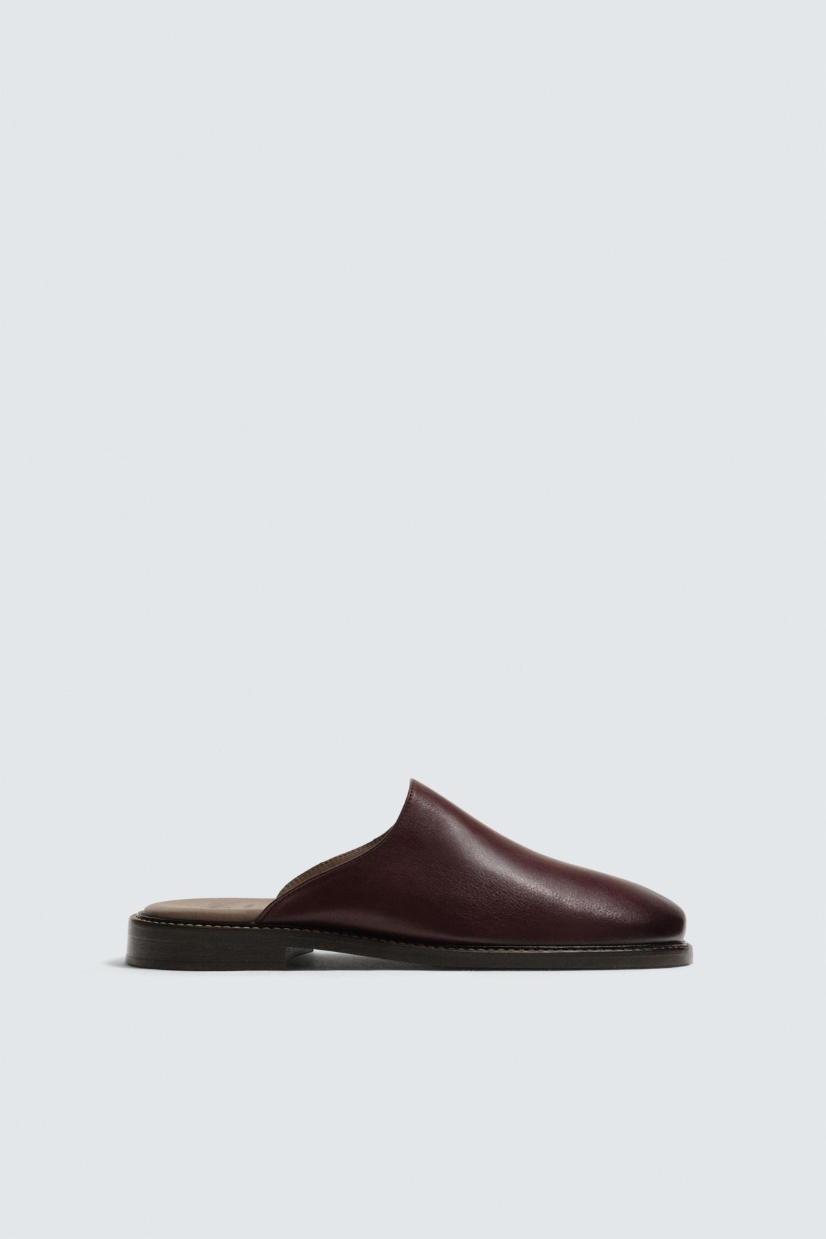 자라 레더 스퀘어토 클로그 슬리퍼 2487/820/624 BURGUNDY RED